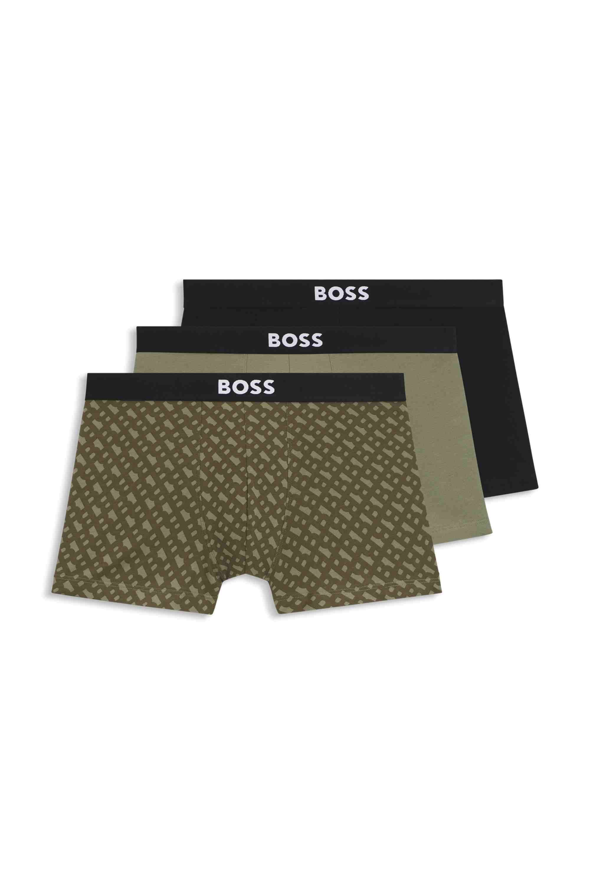 Three-pack of stretch-cotton trunks with logo waistbands