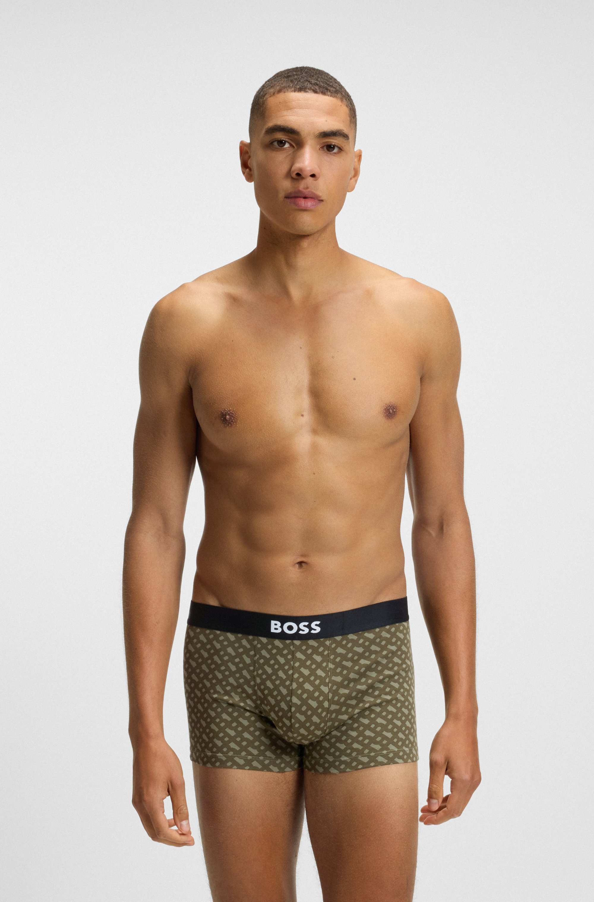 Three-pack of stretch-cotton trunks with logo waistbands