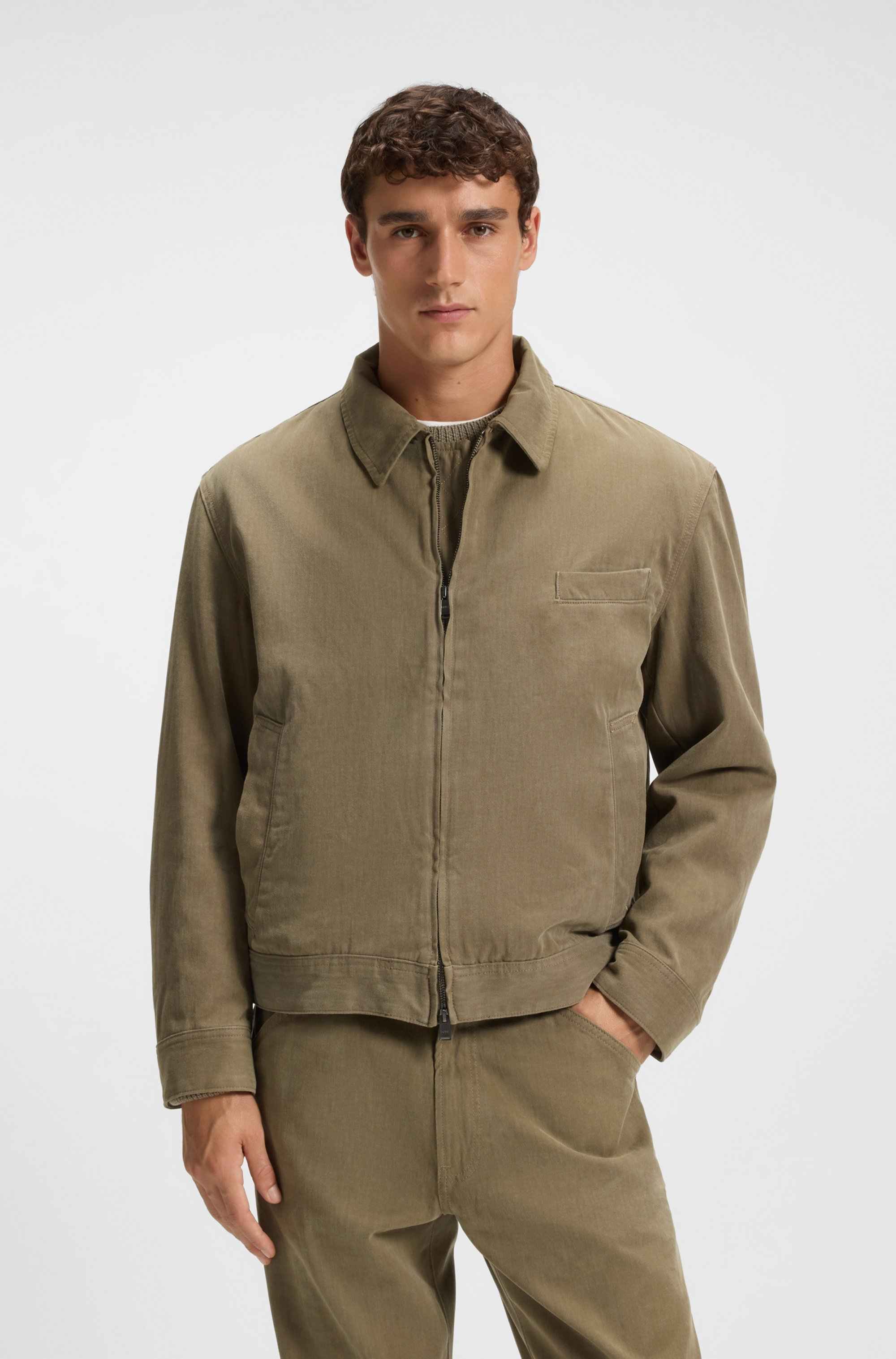 Denim jacket in melange cotton