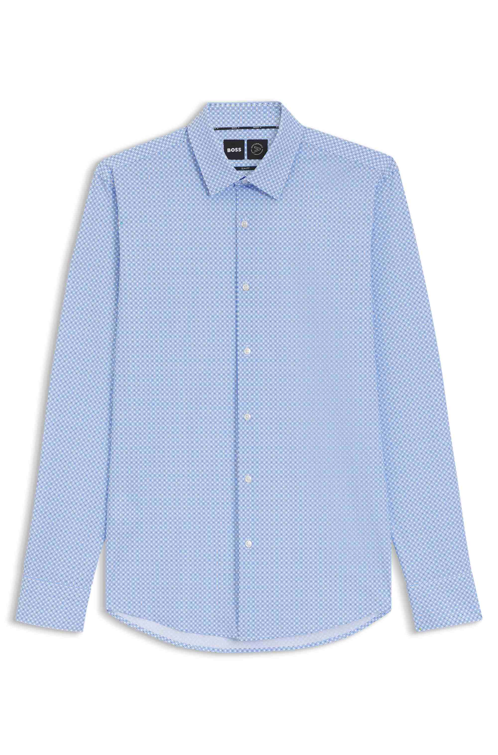 Slim-fit shirt in printed performance-stretch jersey