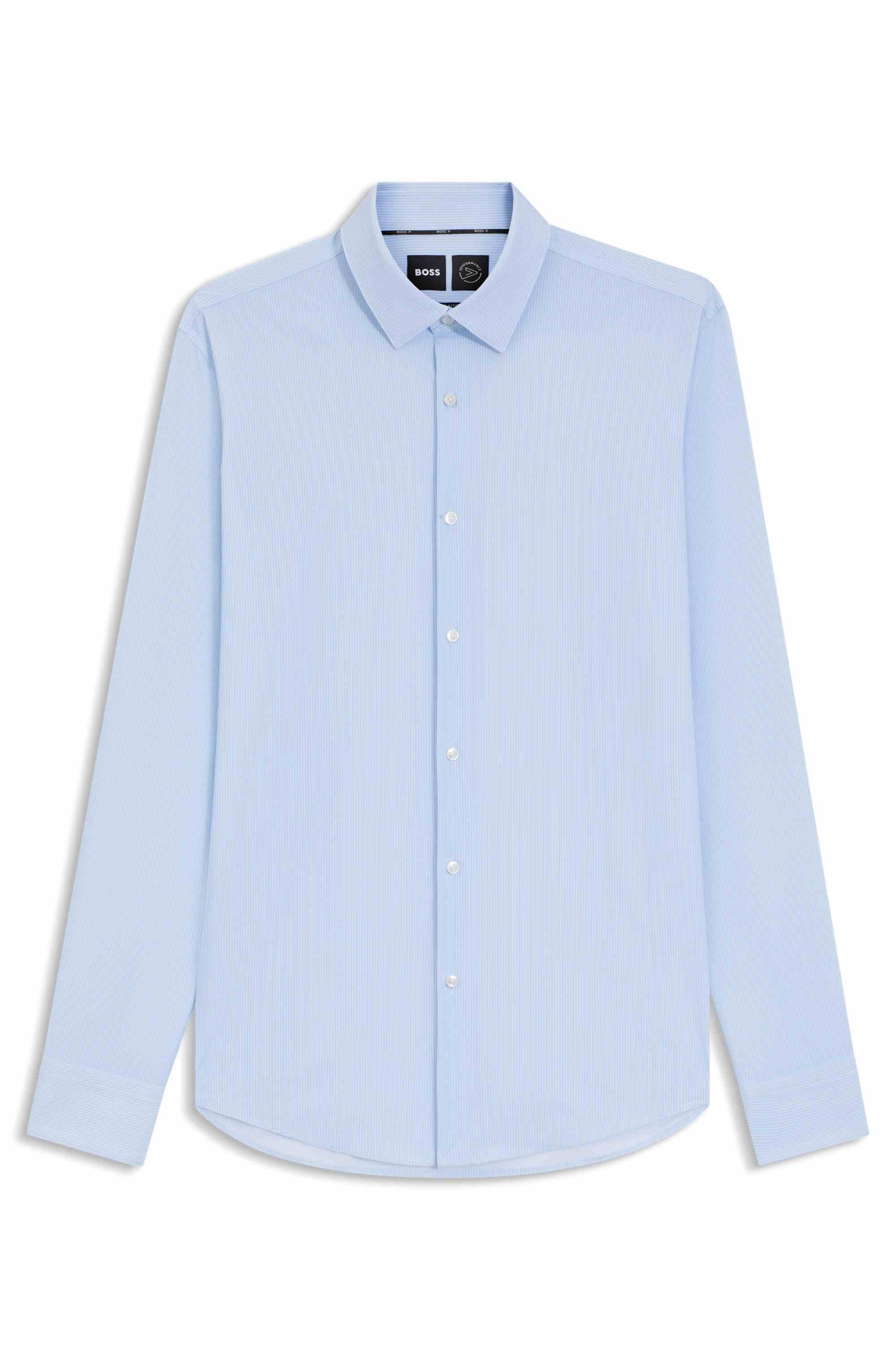 Slim-fit shirt in printed performance-stretch jersey