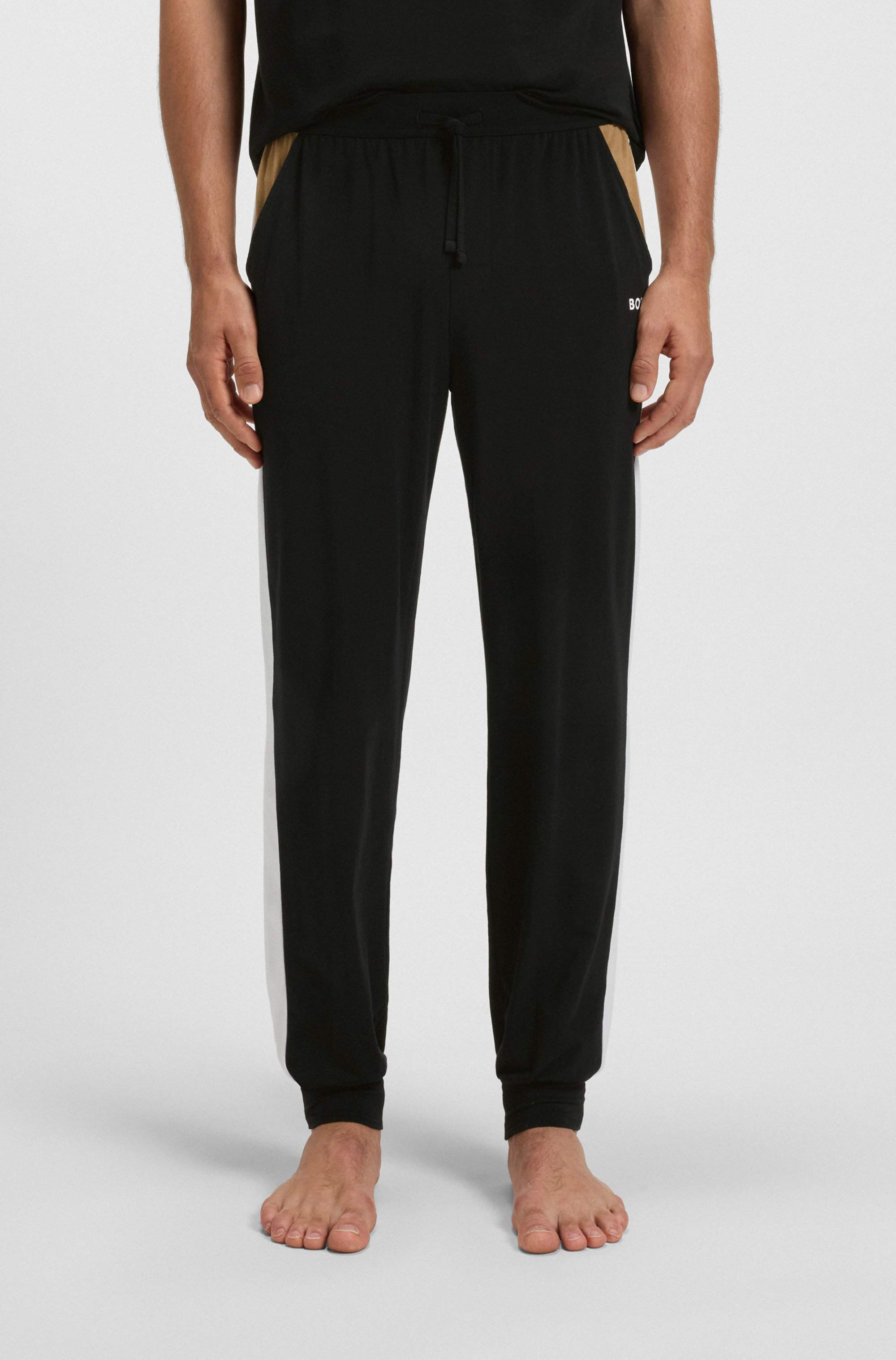 Cotton-blend pyjama bottoms with contrast panels