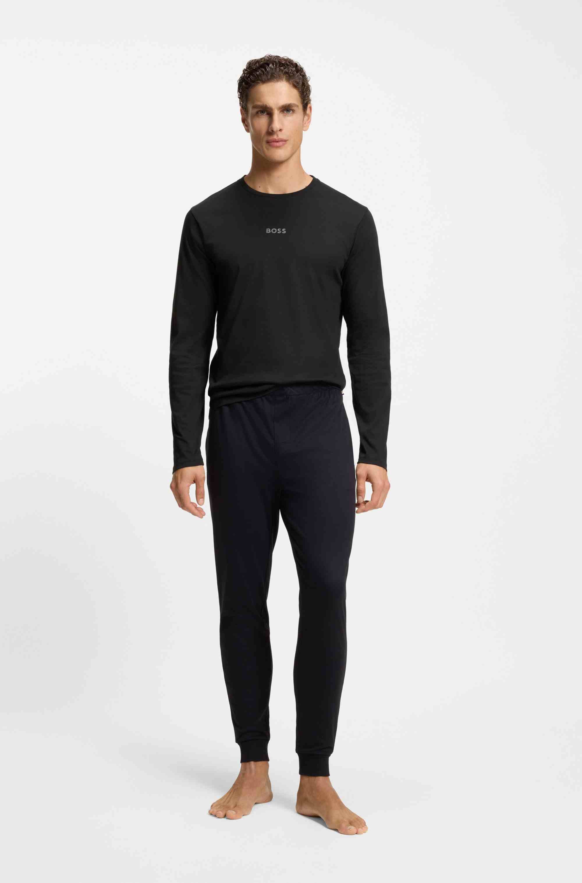 Cotton pyjama set with monogram waistband