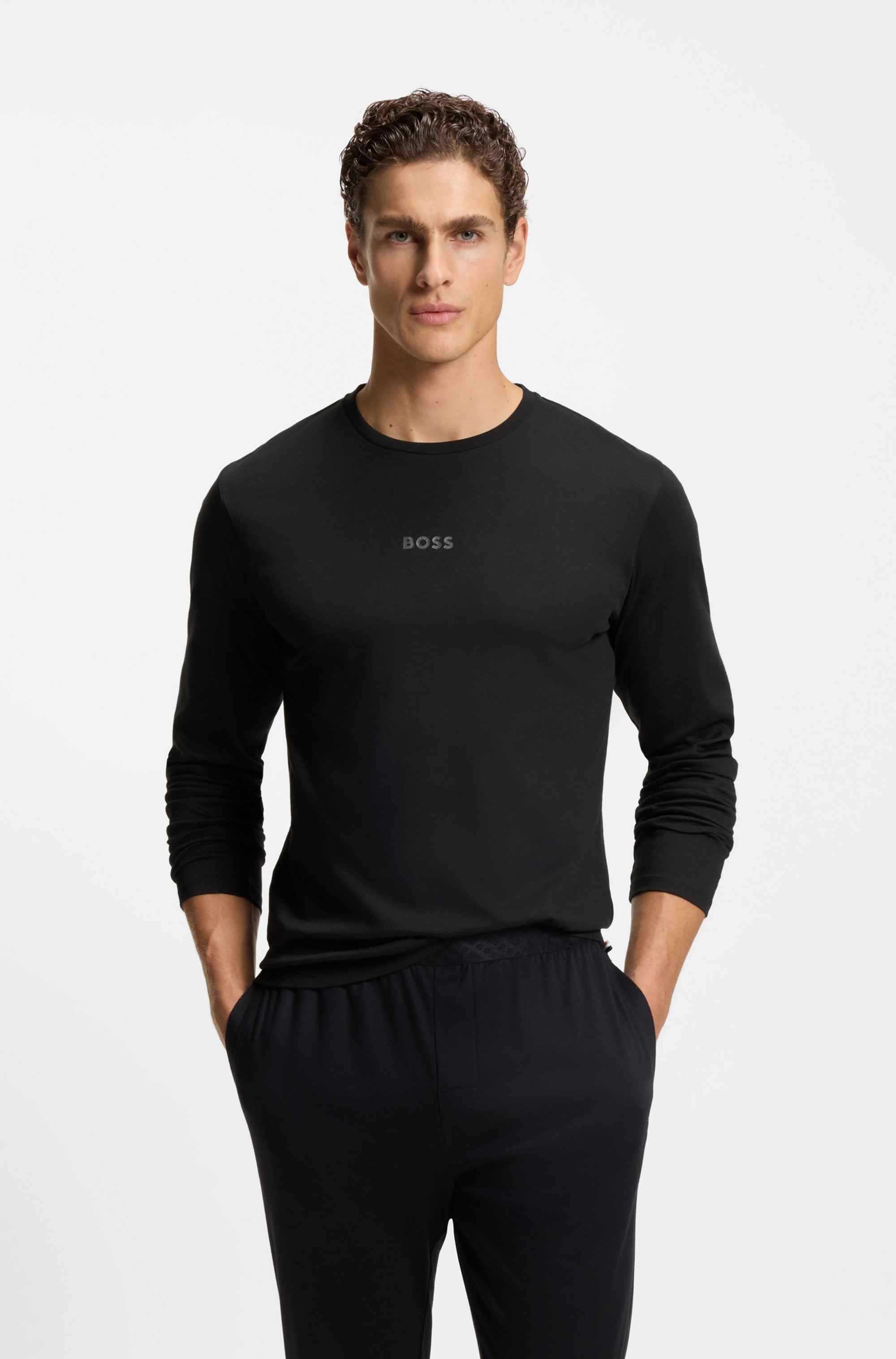 Cotton pyjama set with monogram waistband