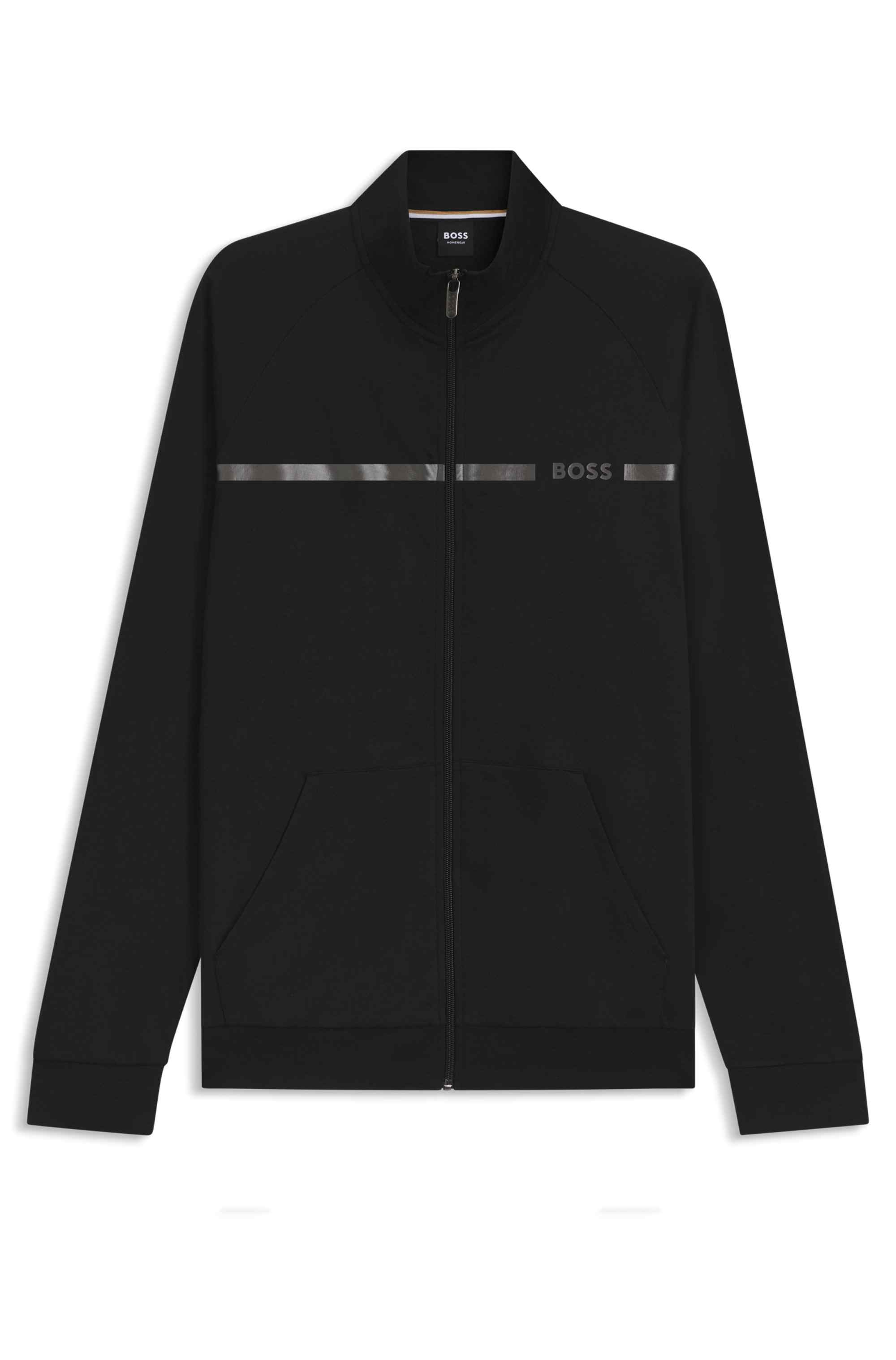 Cotton-terry jacket with stripe and logo