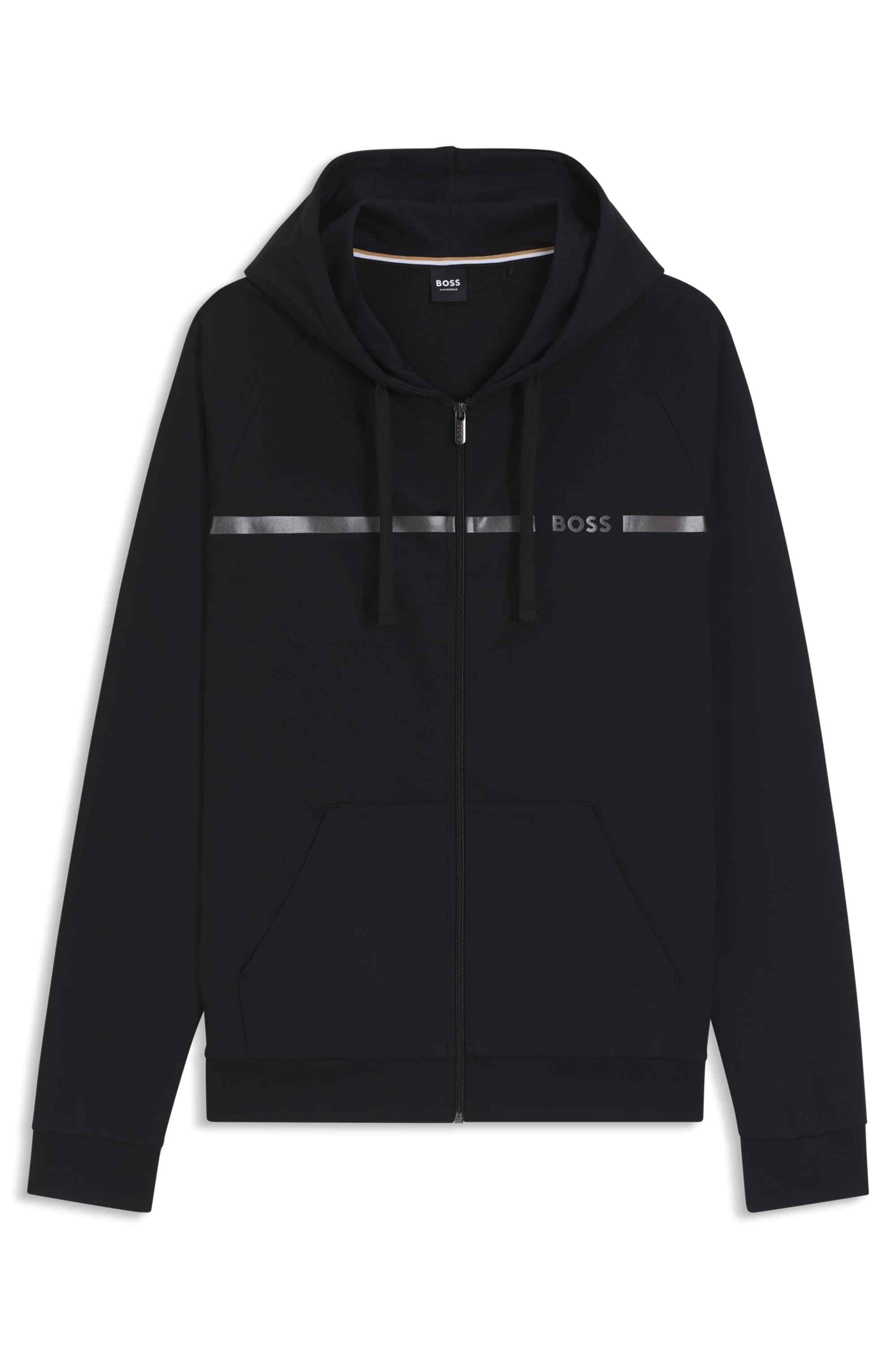 Cotton-terry jacket with logo and stripe