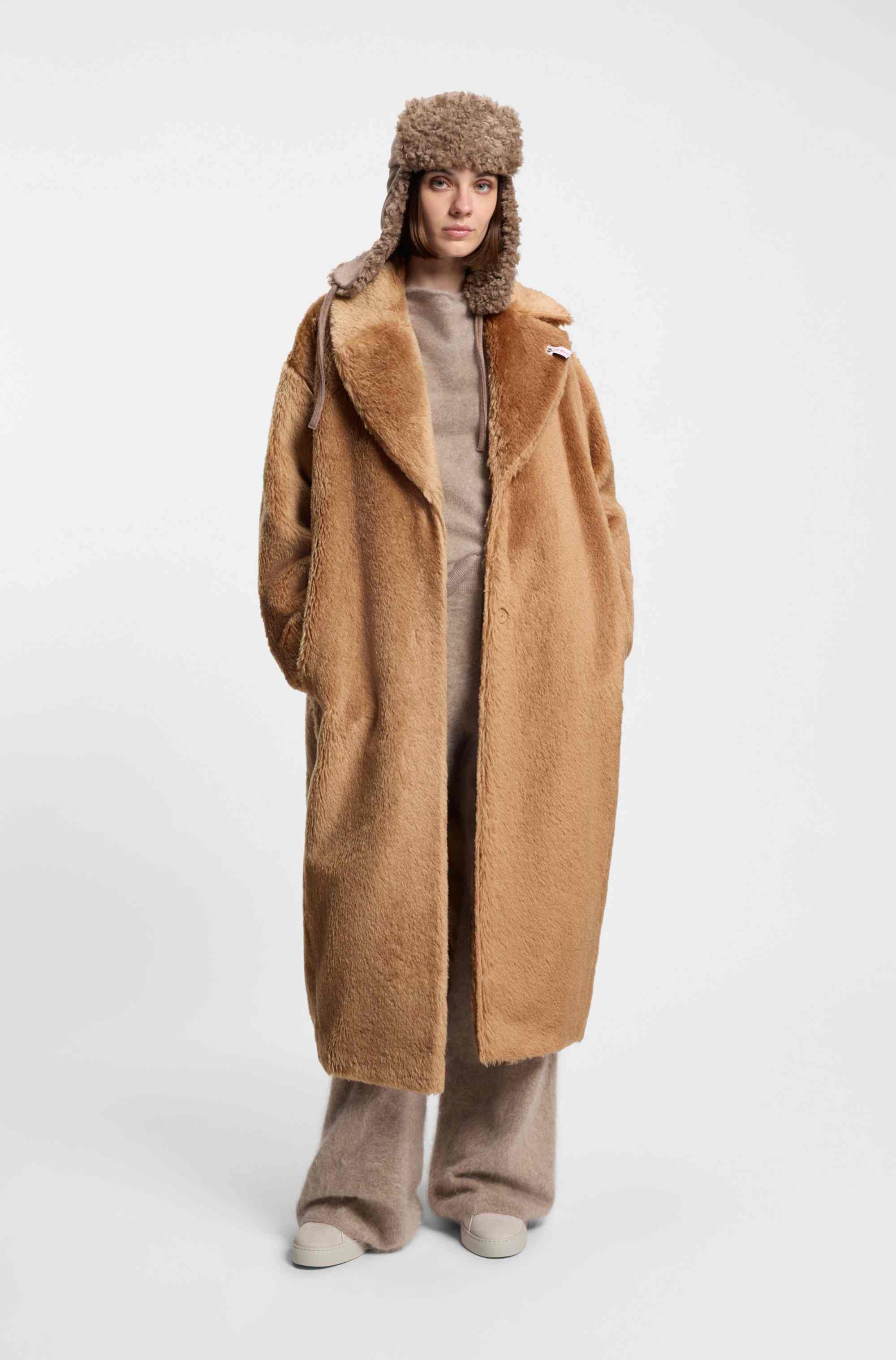 BOSS x Steiff coat in textured wool and cotton