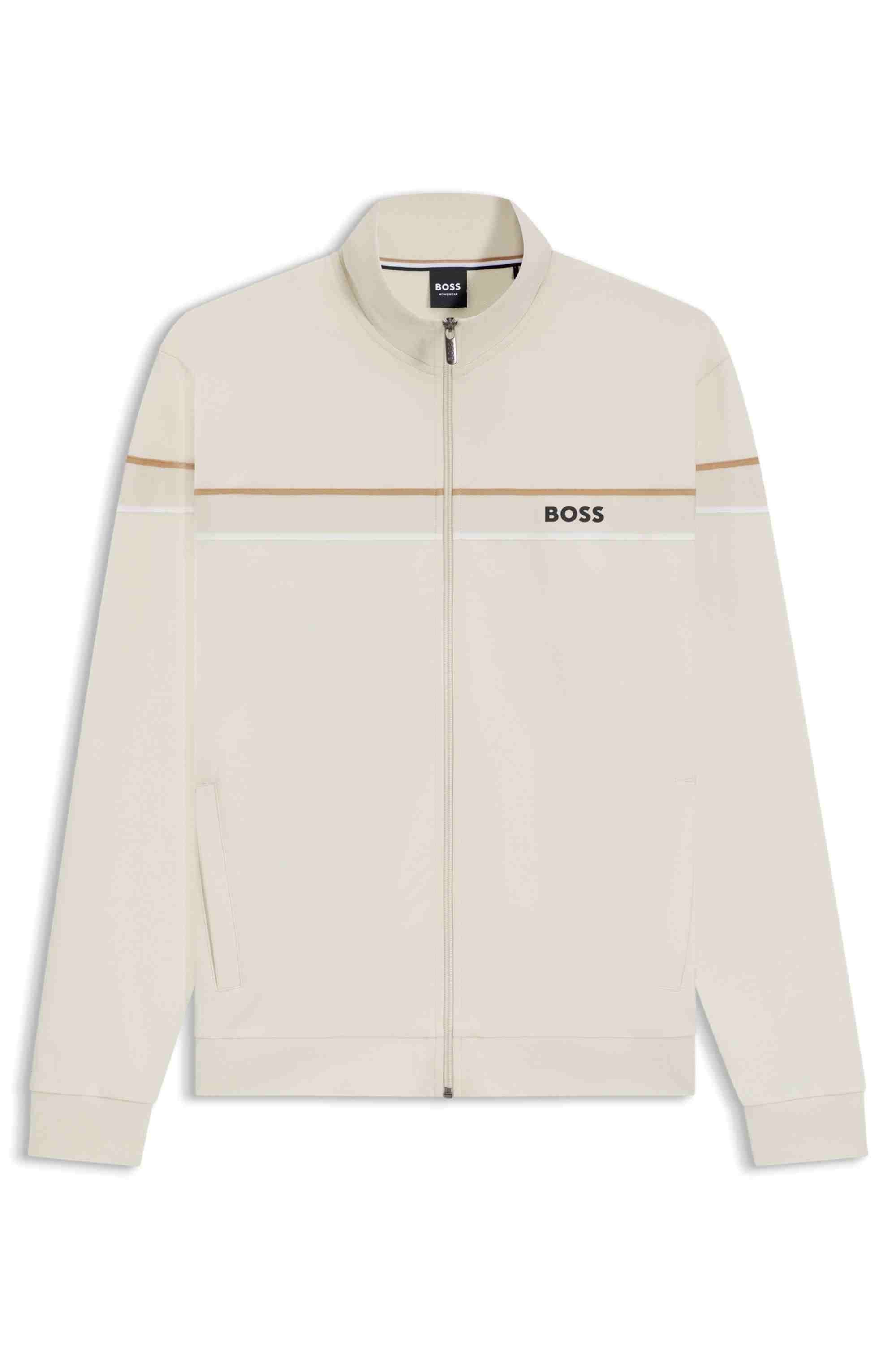 Zip-up jacket in cotton terry with tape trims