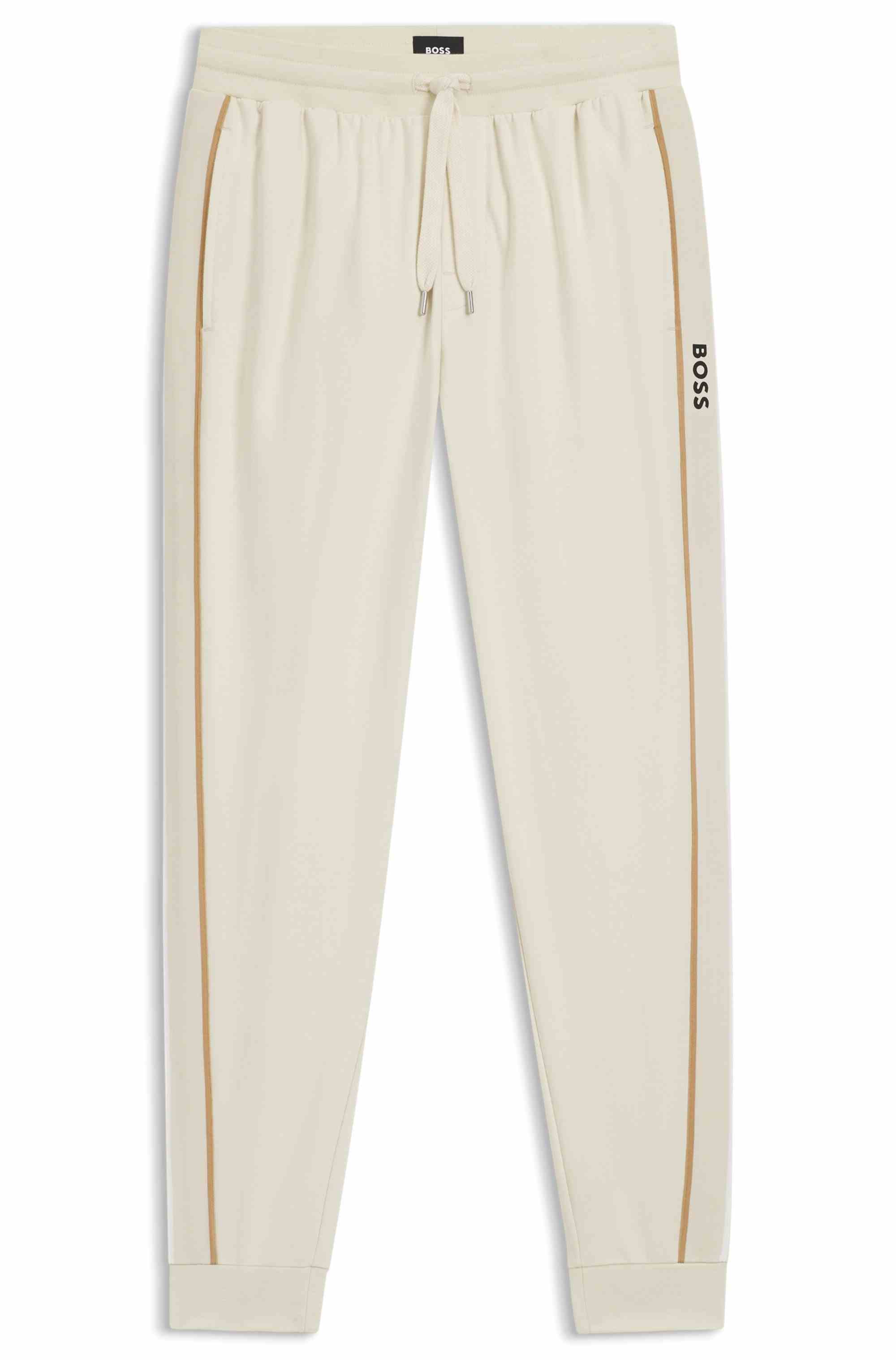 Cotton-terry tracksuit bottoms with tape and logo