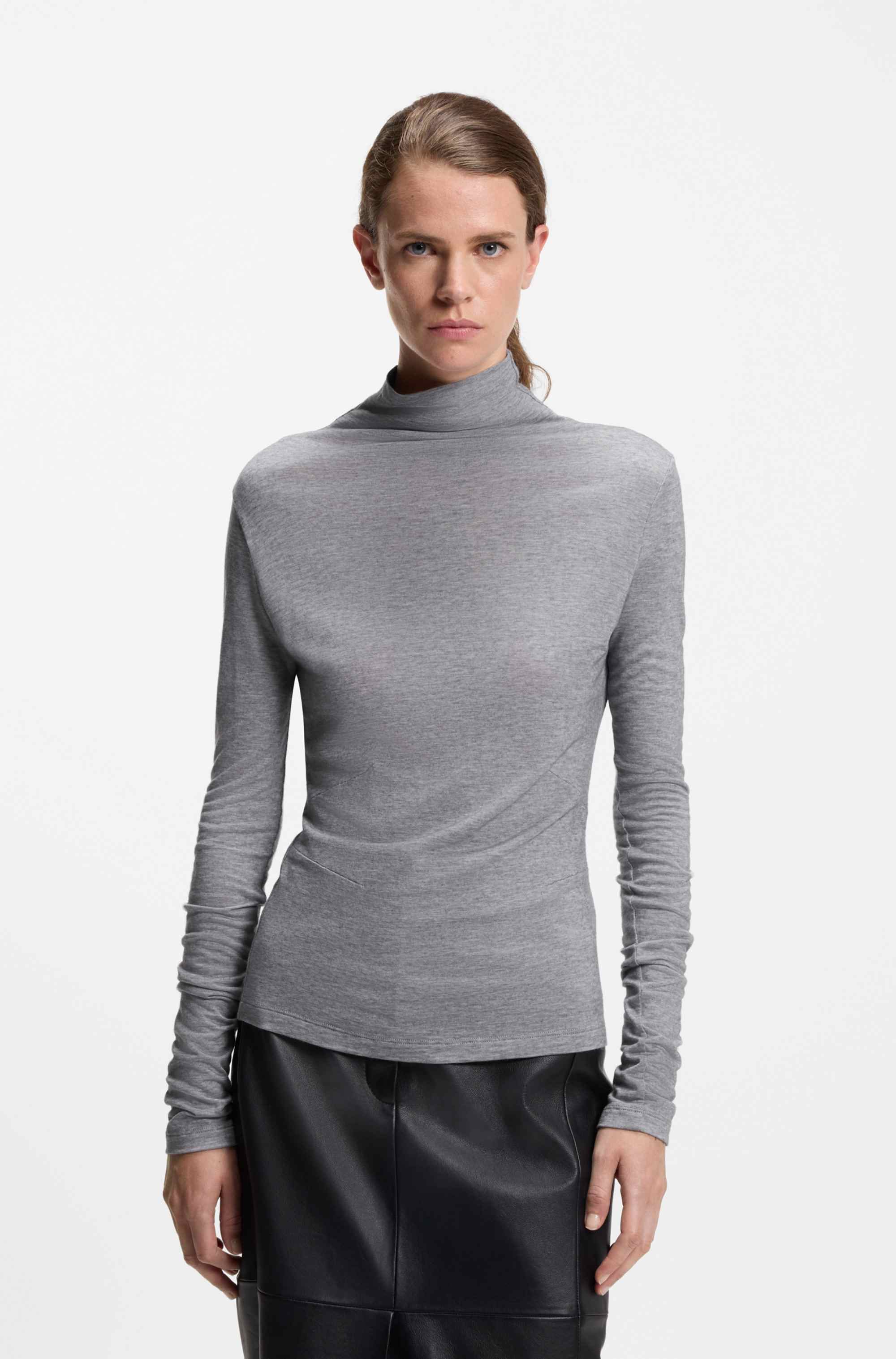 High-neck top in soft jersey