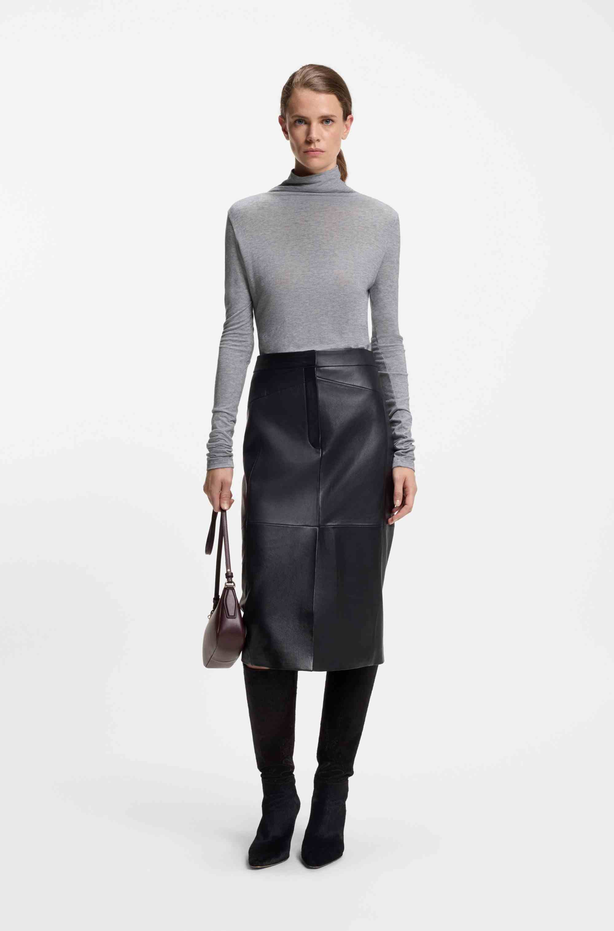 High-neck top in soft jersey