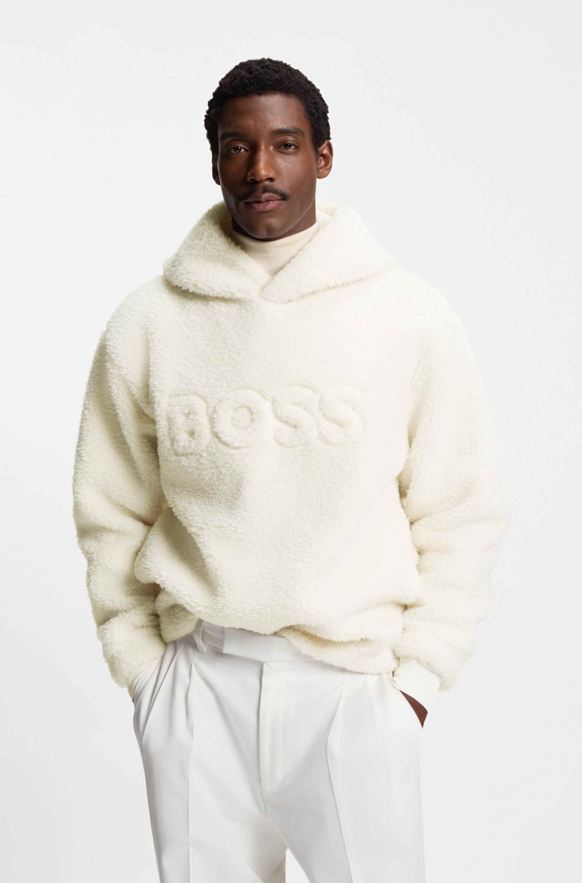 BOSS x Steiff all-gender logo hoodie in teddy fabric