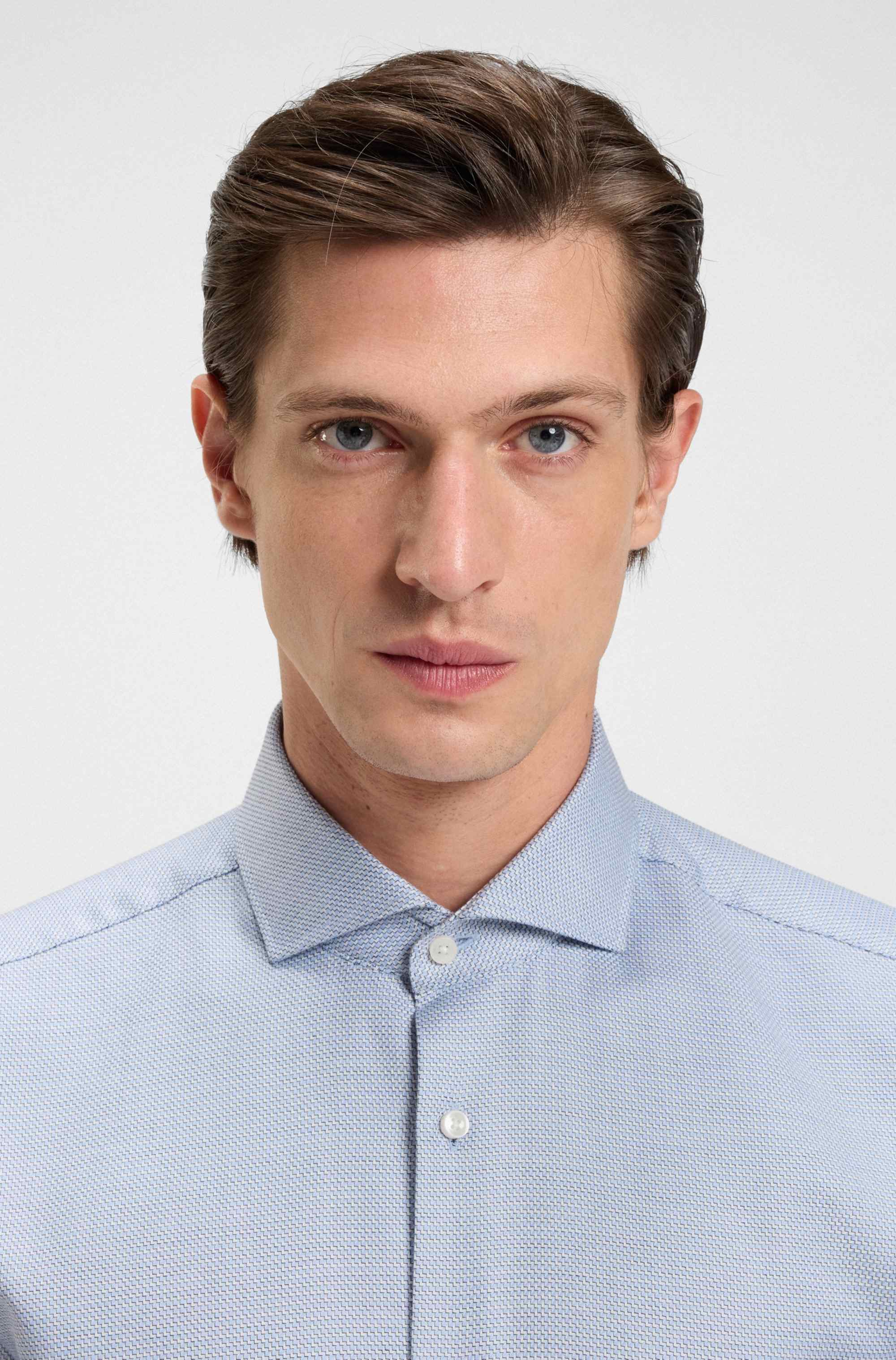 Regular-fit shirt in printed cotton twill