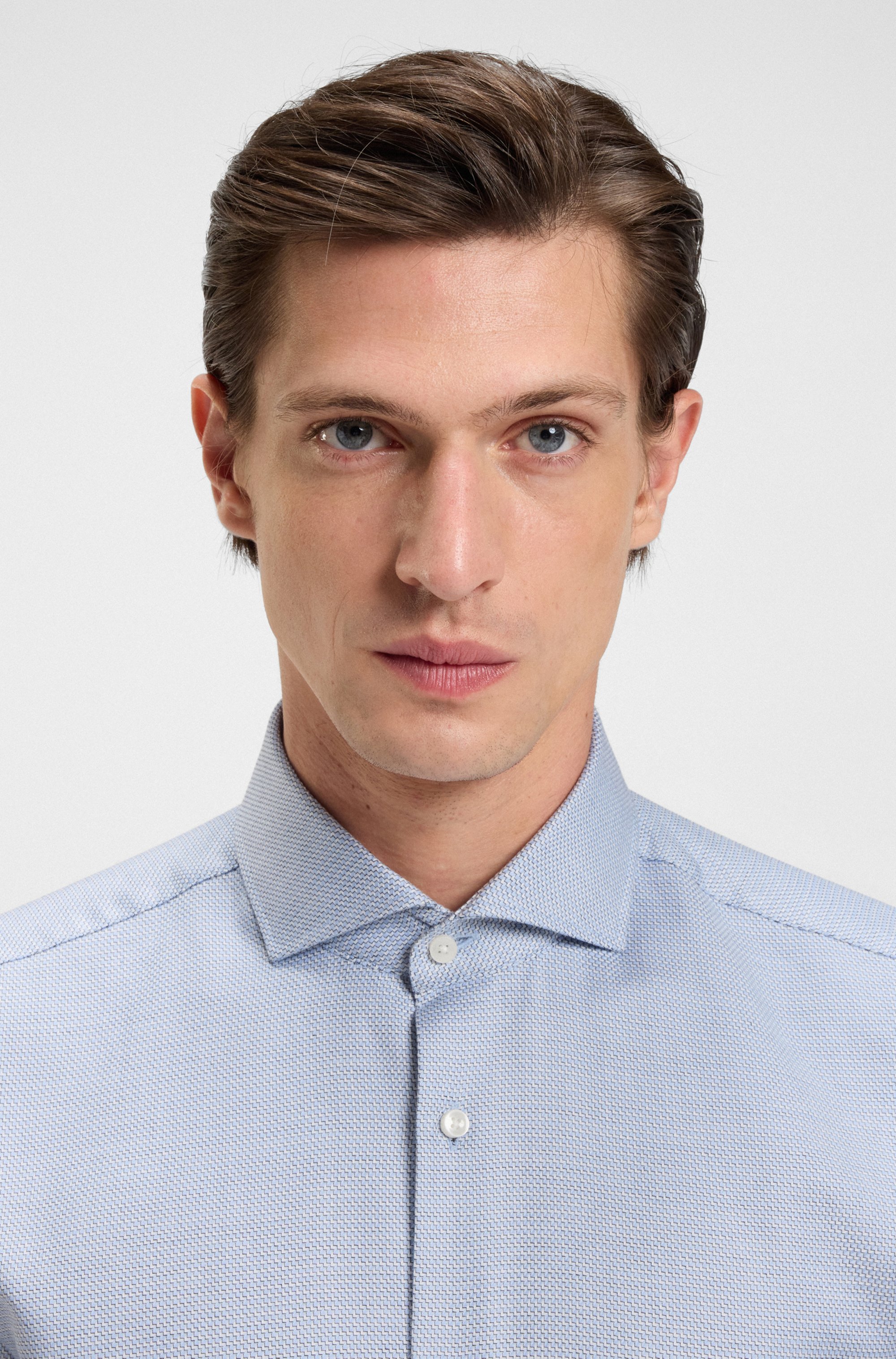 Regular-fit shirt in printed cotton twill