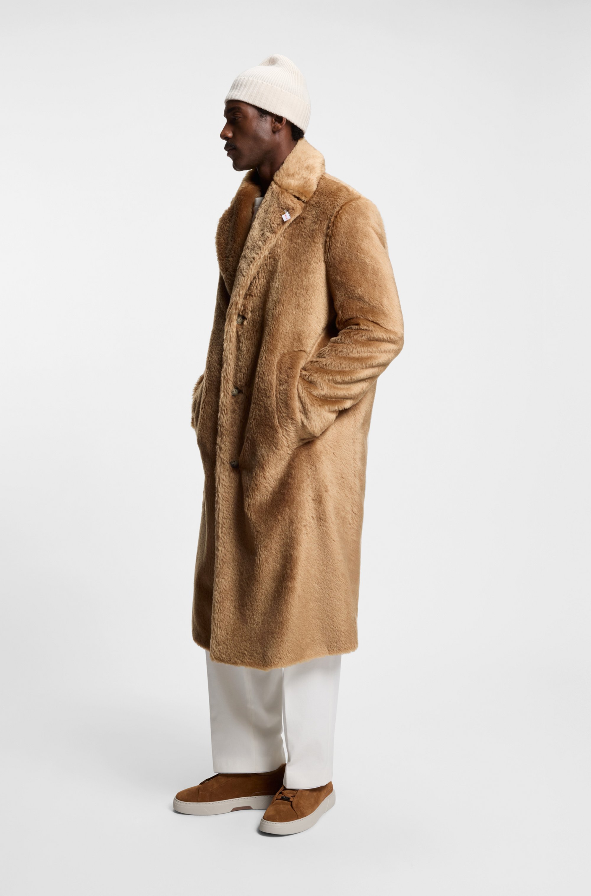 BOSS x Steiff coat in textured wool and cotton