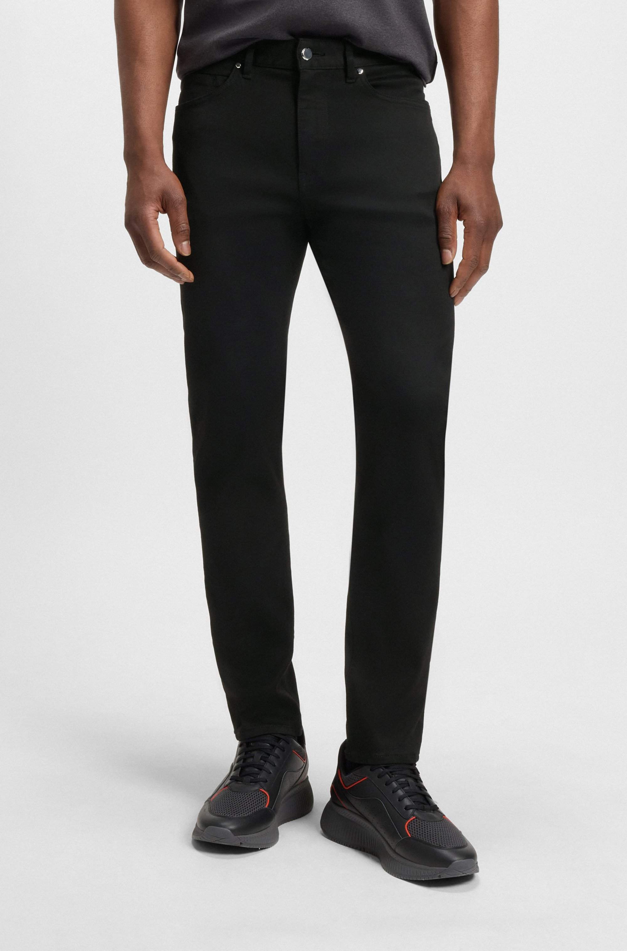 Porsche x BOSS tapered-fit jeans in black stretch denim