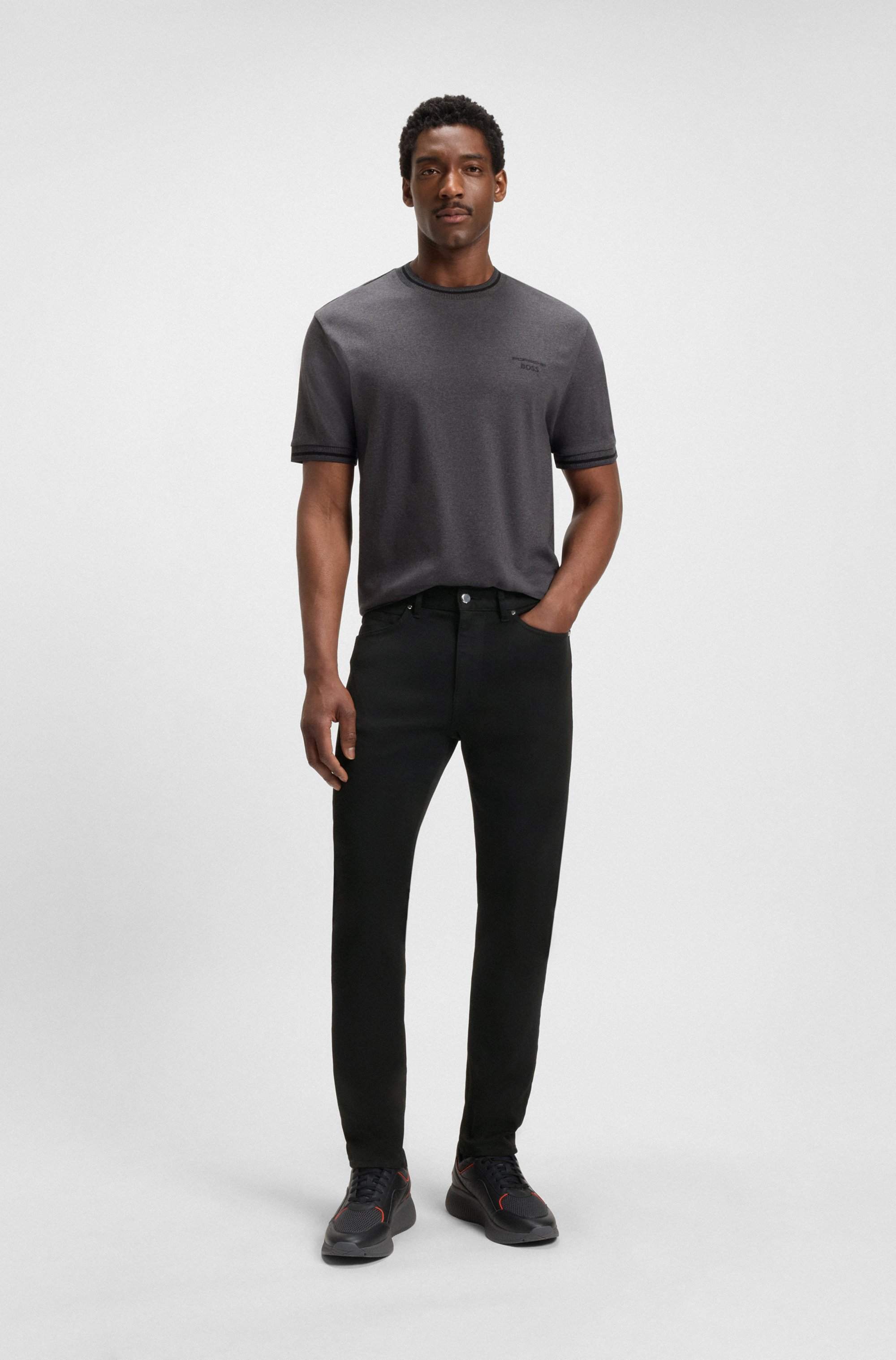 Porsche x BOSS tapered-fit jeans in black stretch denim