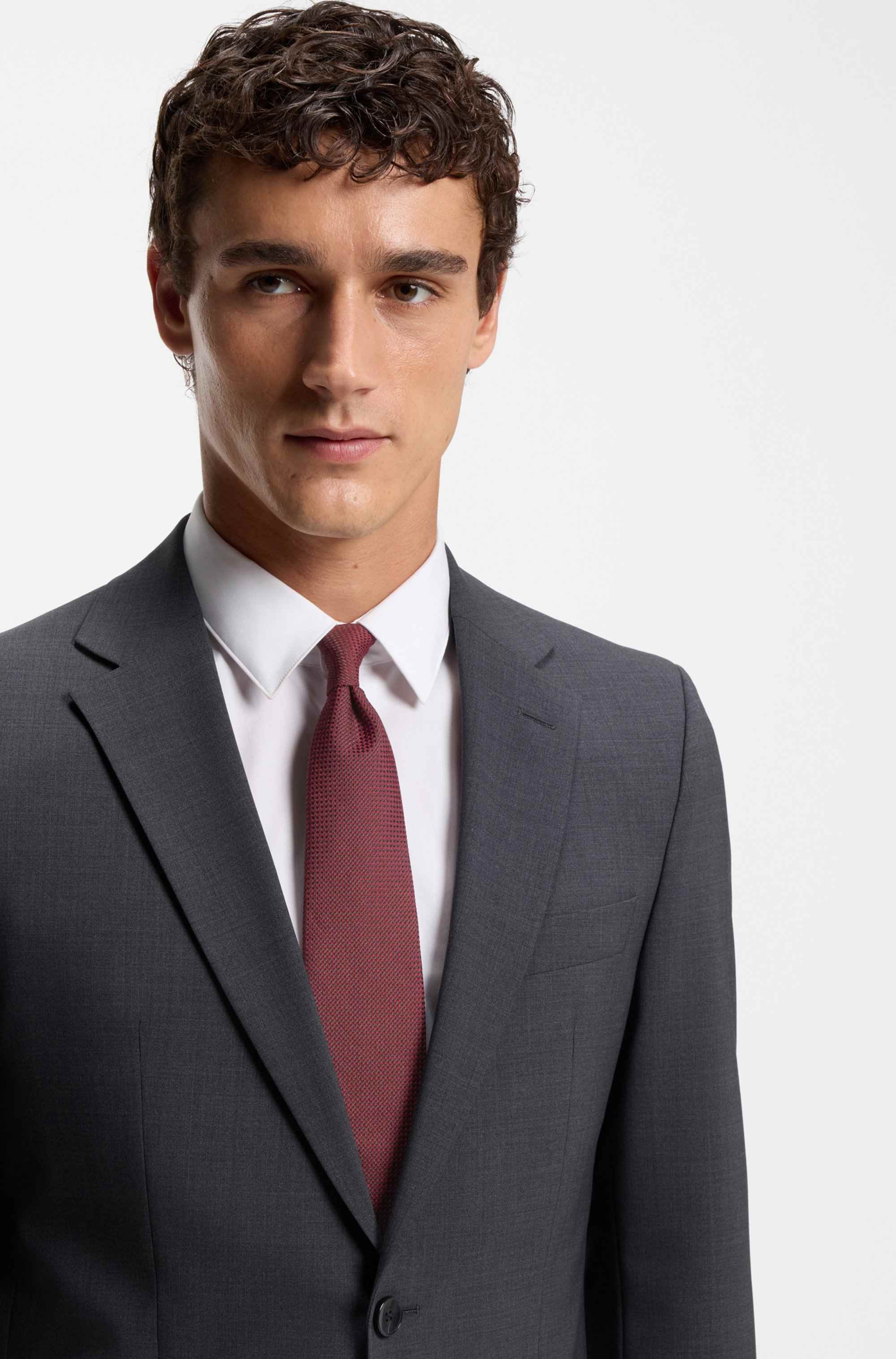 Structured tie in cotton and silk