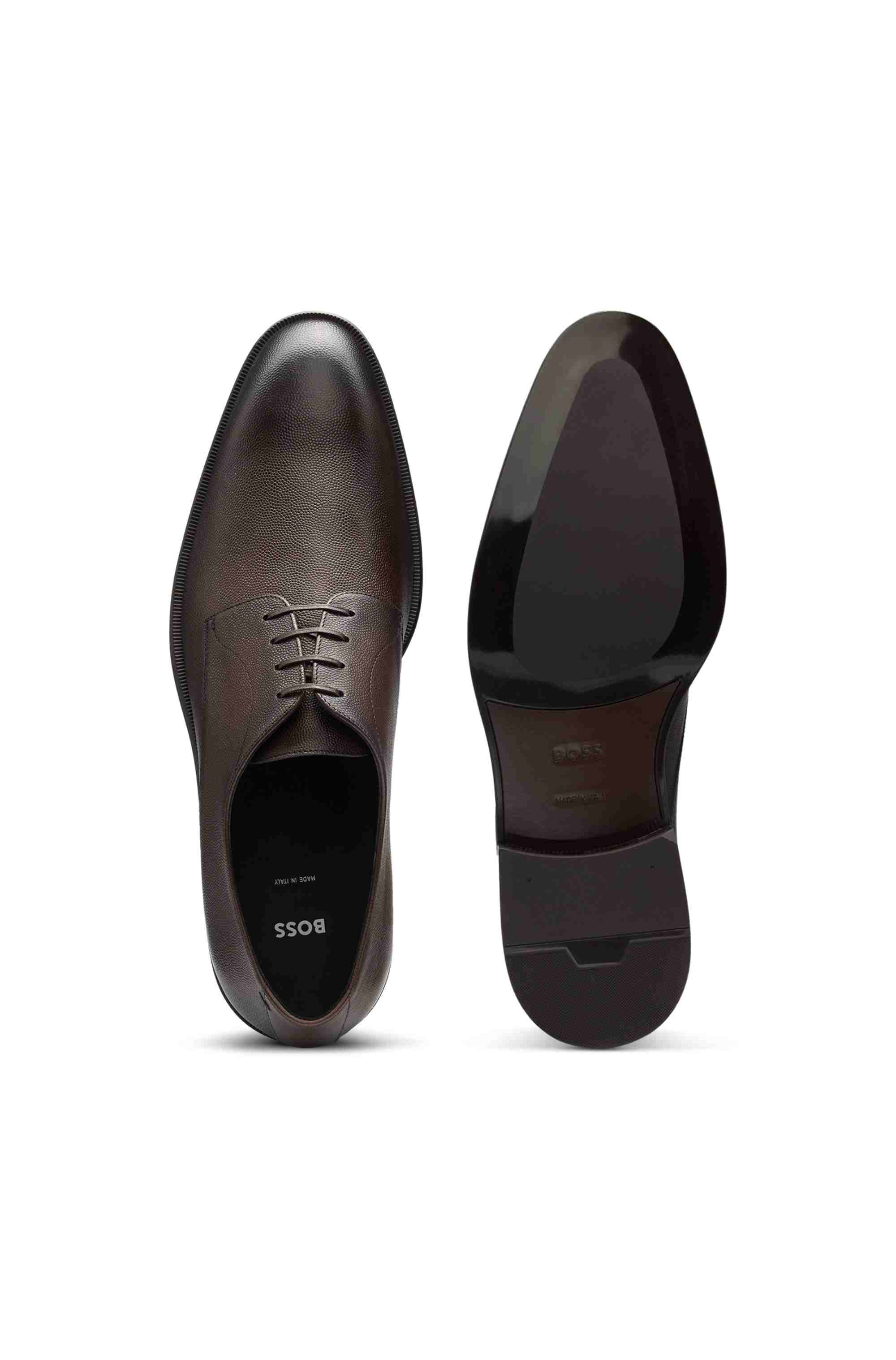 Italian-made Derby shoes in patterned leather