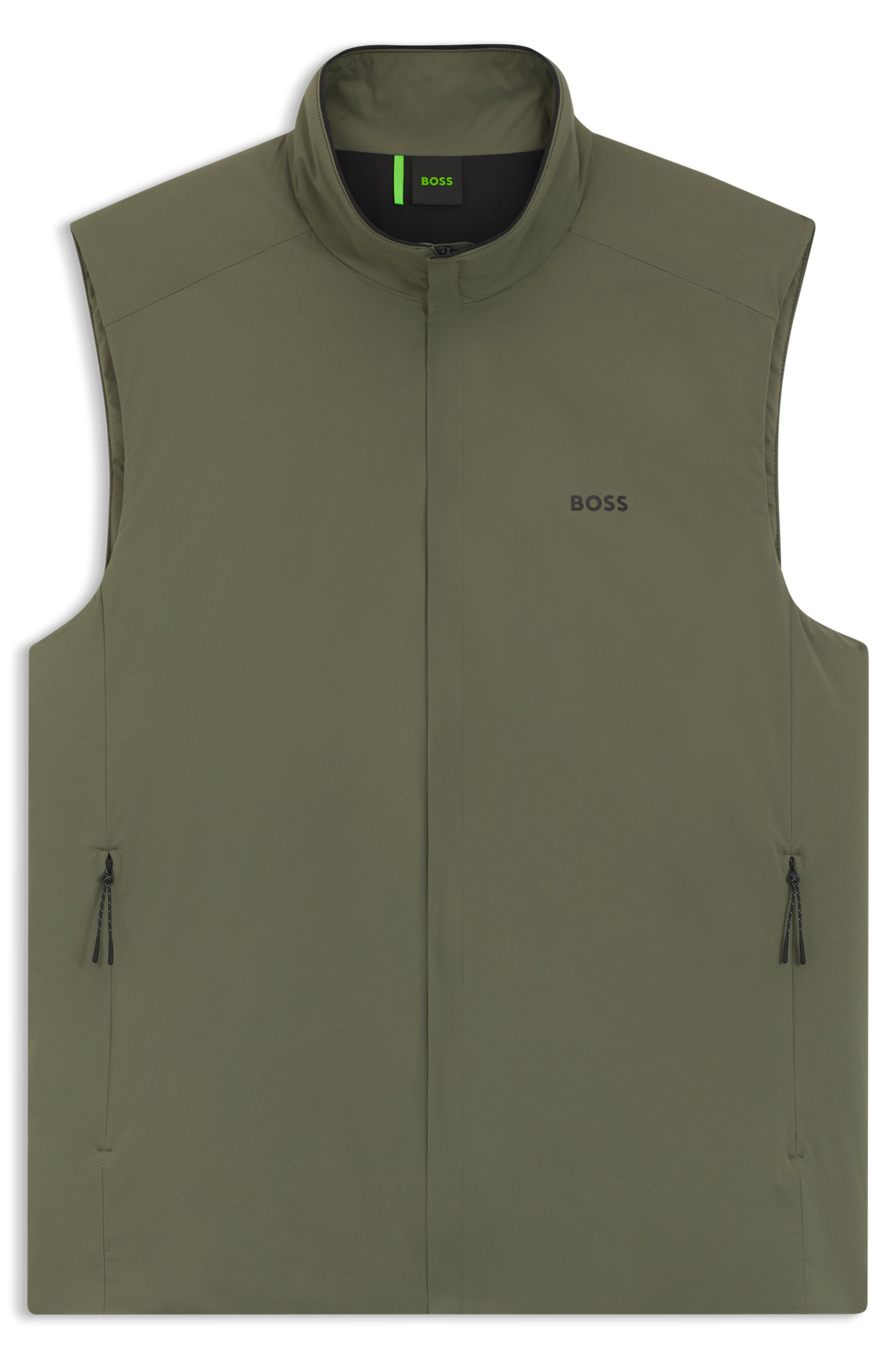 Water-repellent gilet in stretch fabric with logo detail
