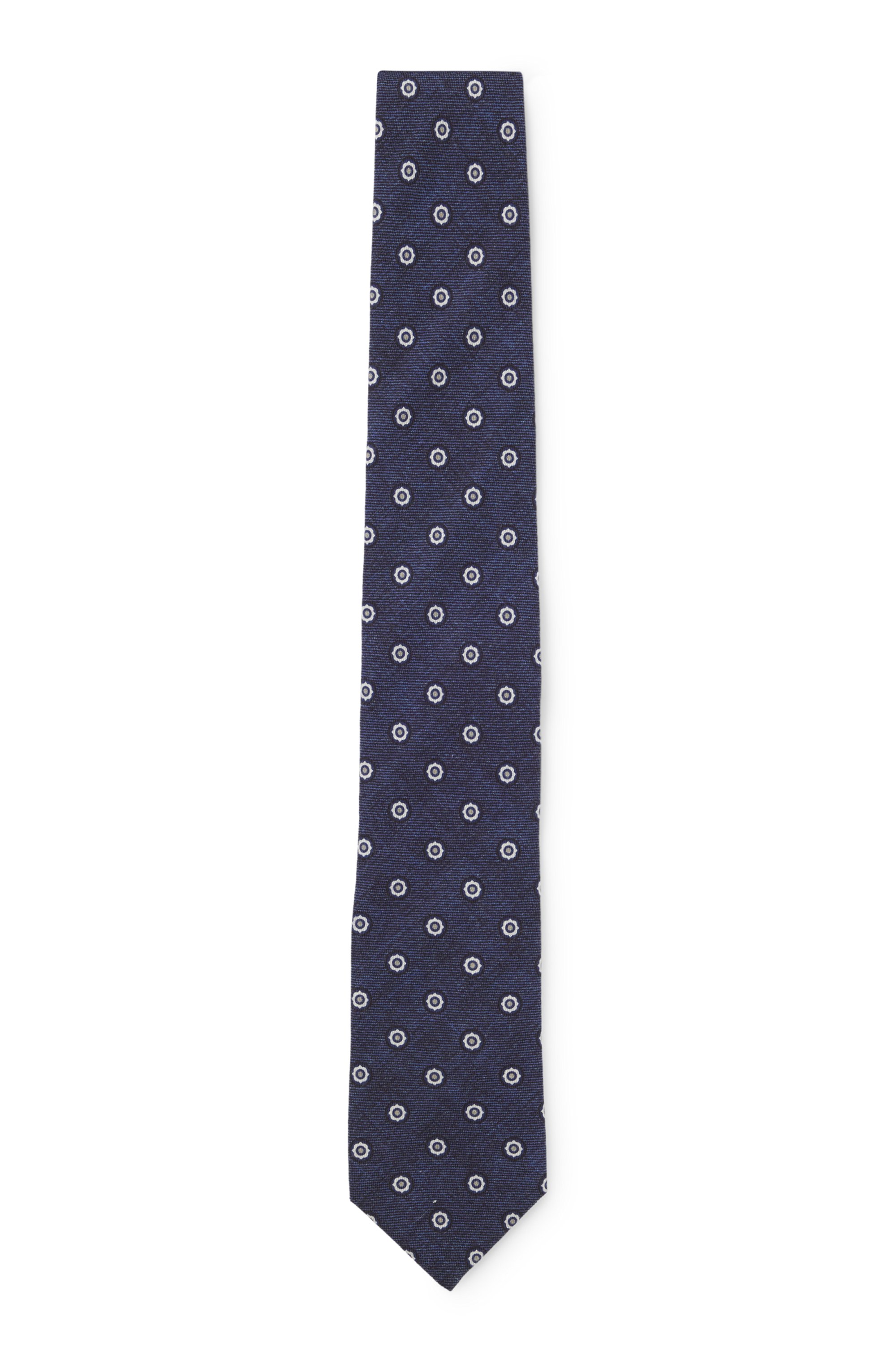 Printed tie in cotton and wool