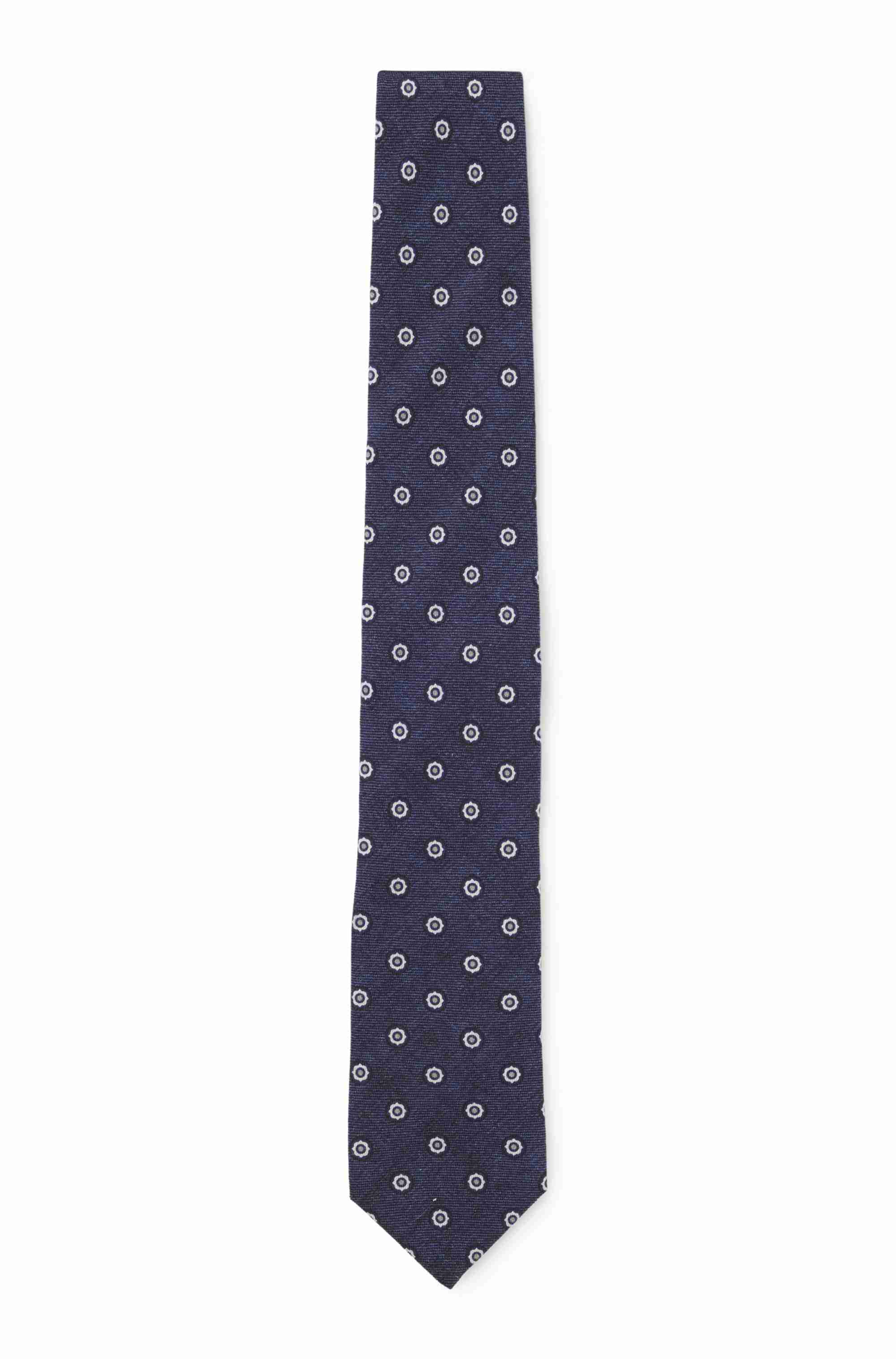 Printed tie in cotton and wool