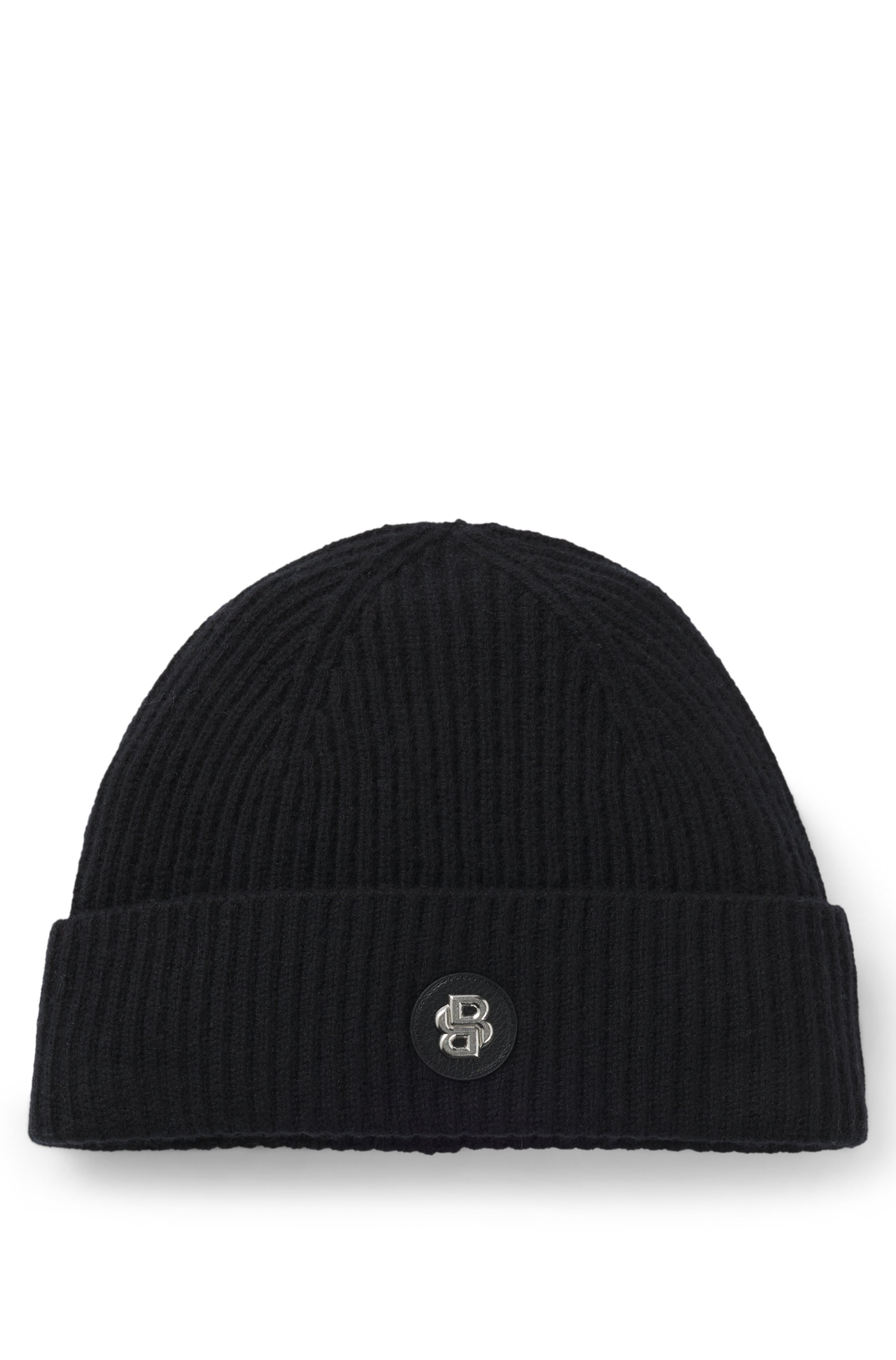 Wool-cashmere beanie hat with Double B monogram