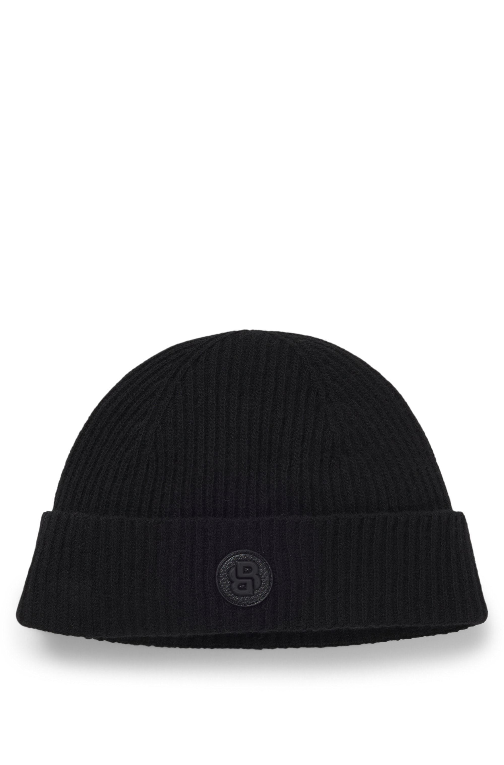 Wool-cashmere beanie hat with Double B monogram