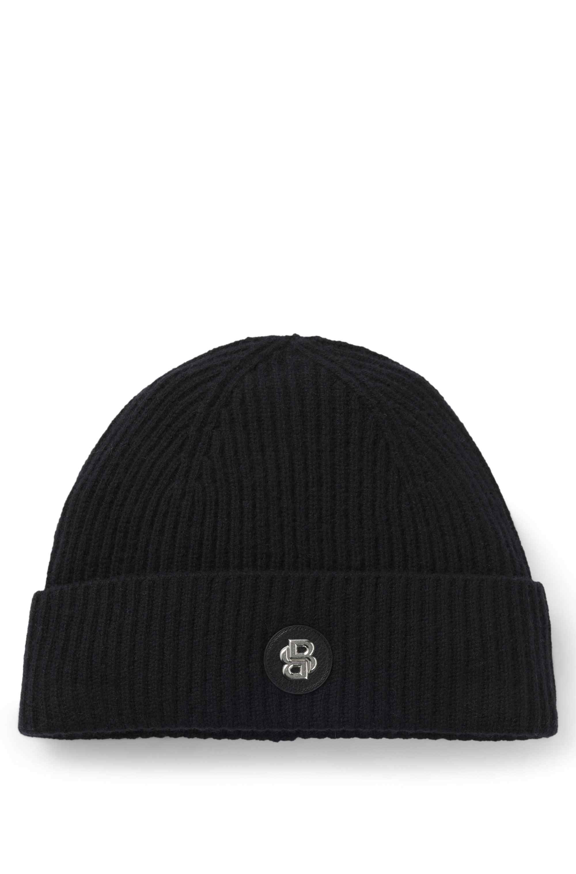 Wool-cashmere beanie hat with Double B monogram