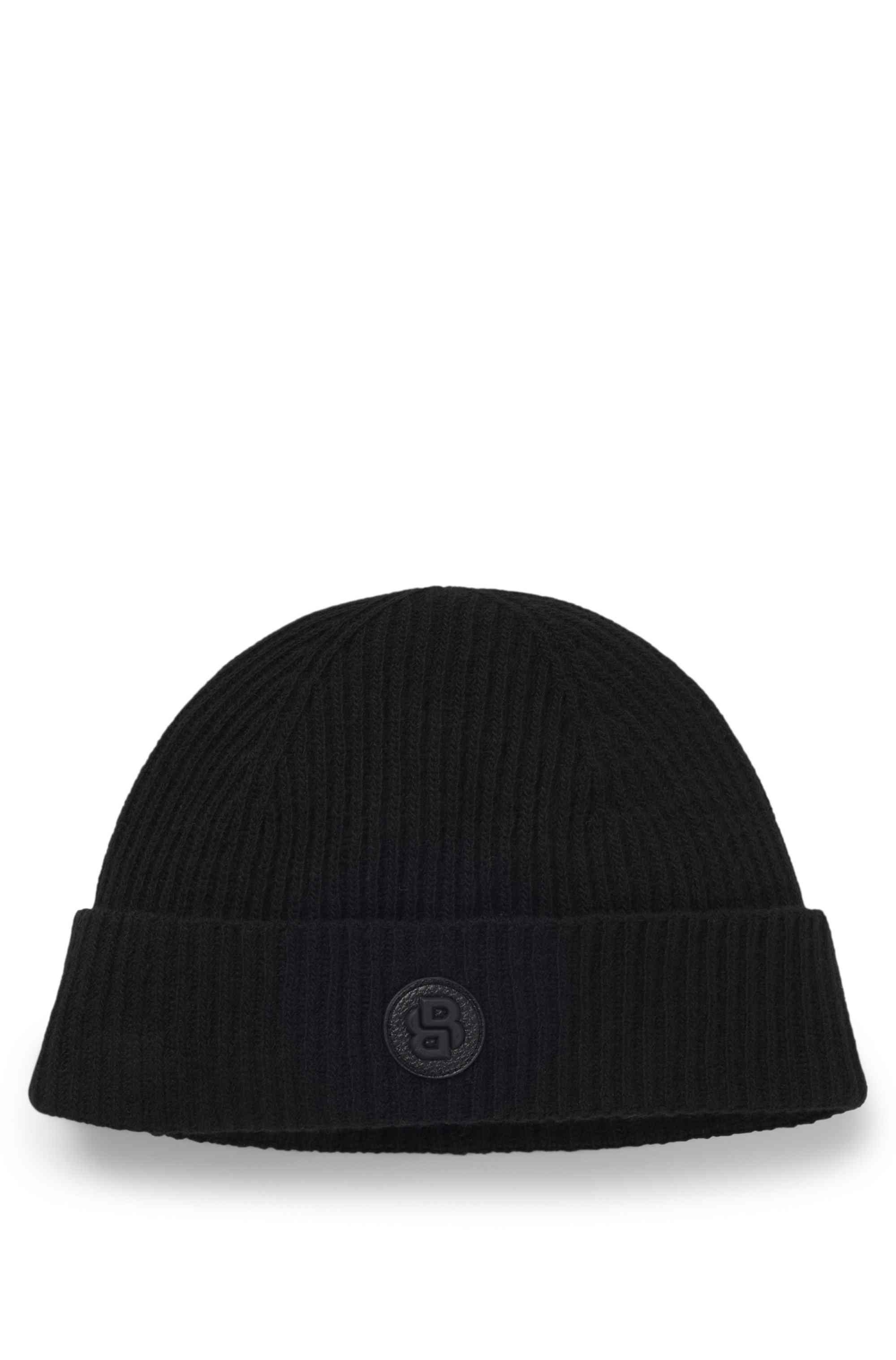 Wool-cashmere beanie hat with Double B monogram