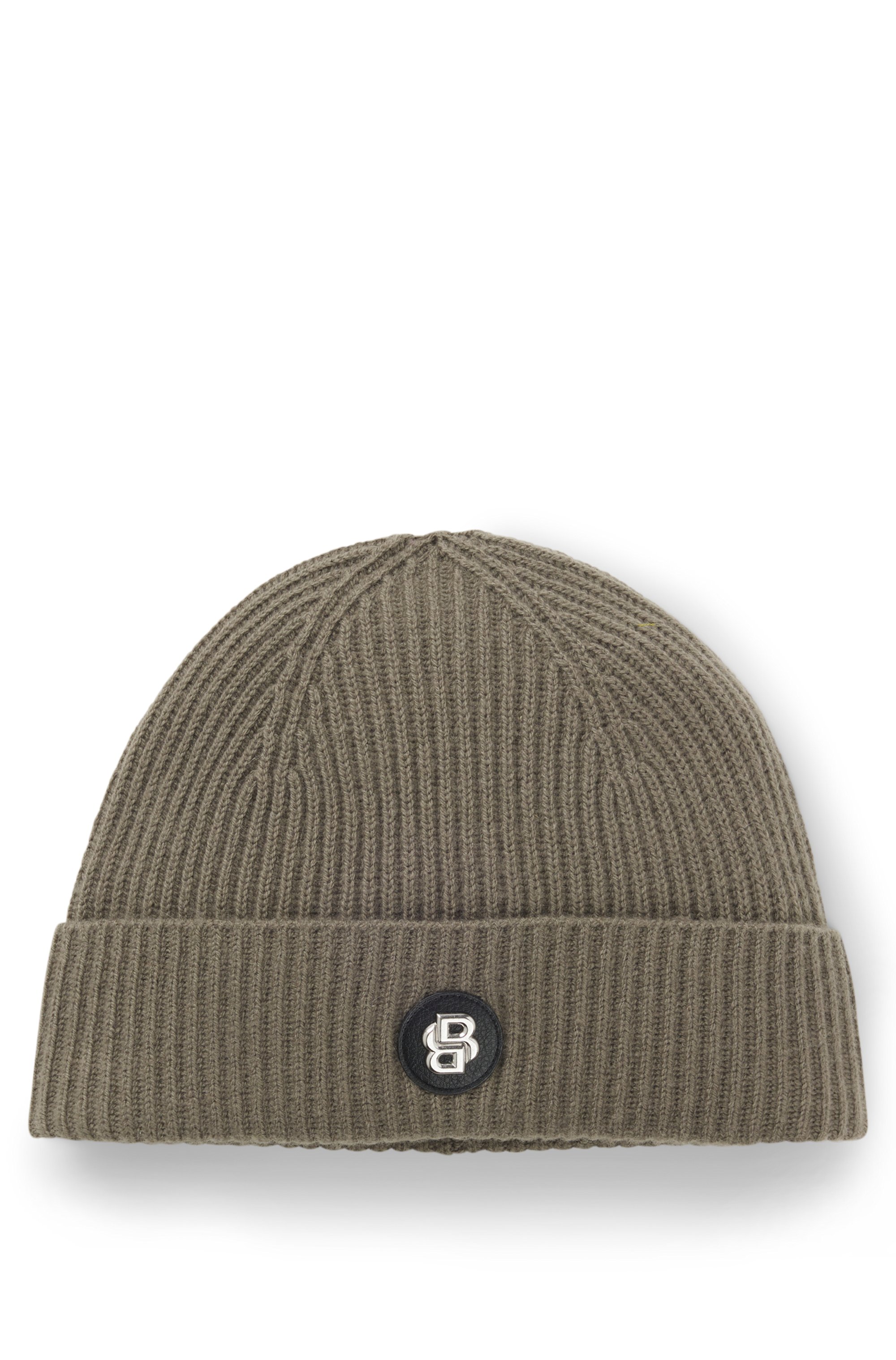 Wool-cashmere beanie hat with Double B monogram