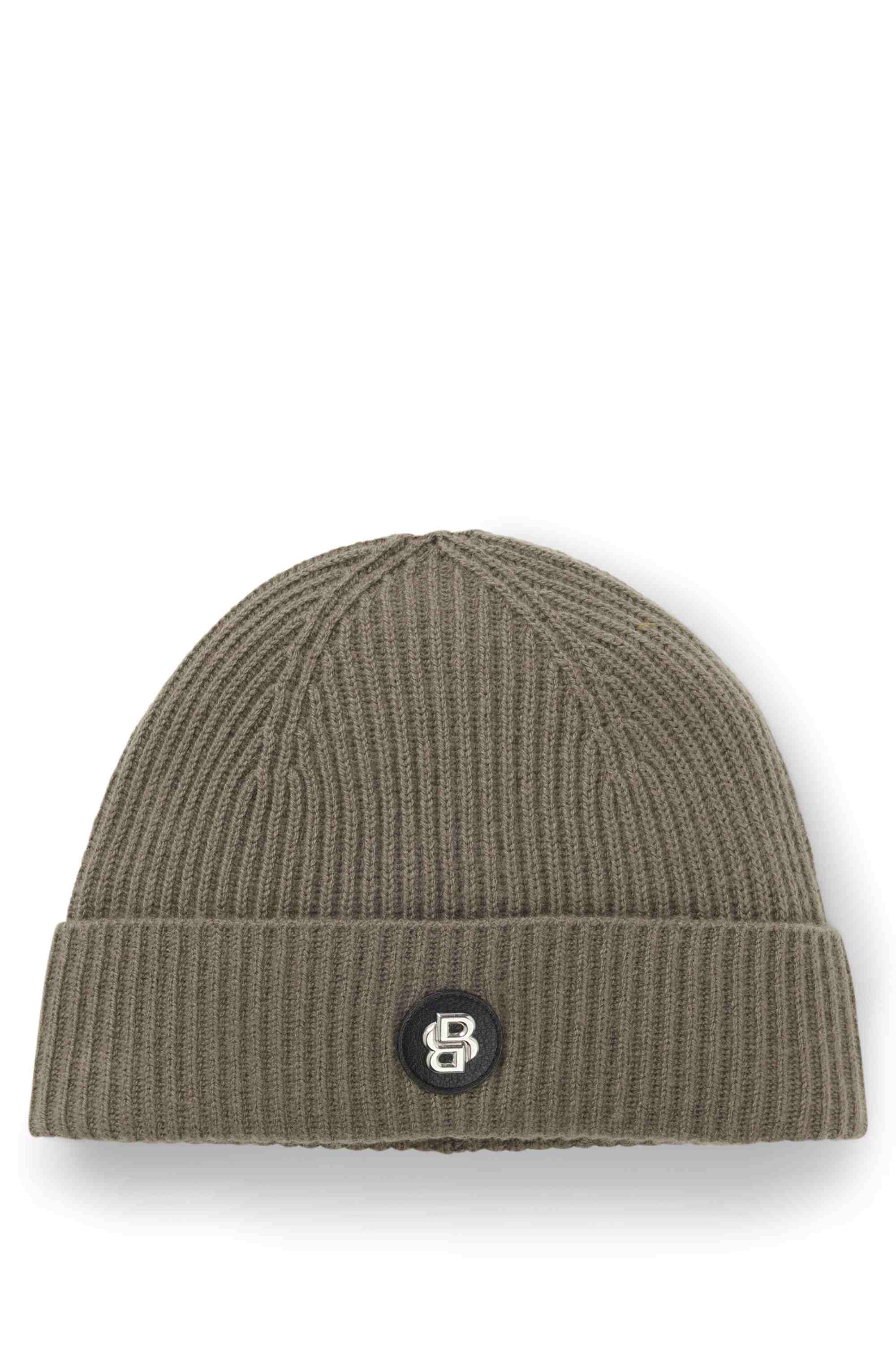 Wool-cashmere beanie hat with Double B monogram
