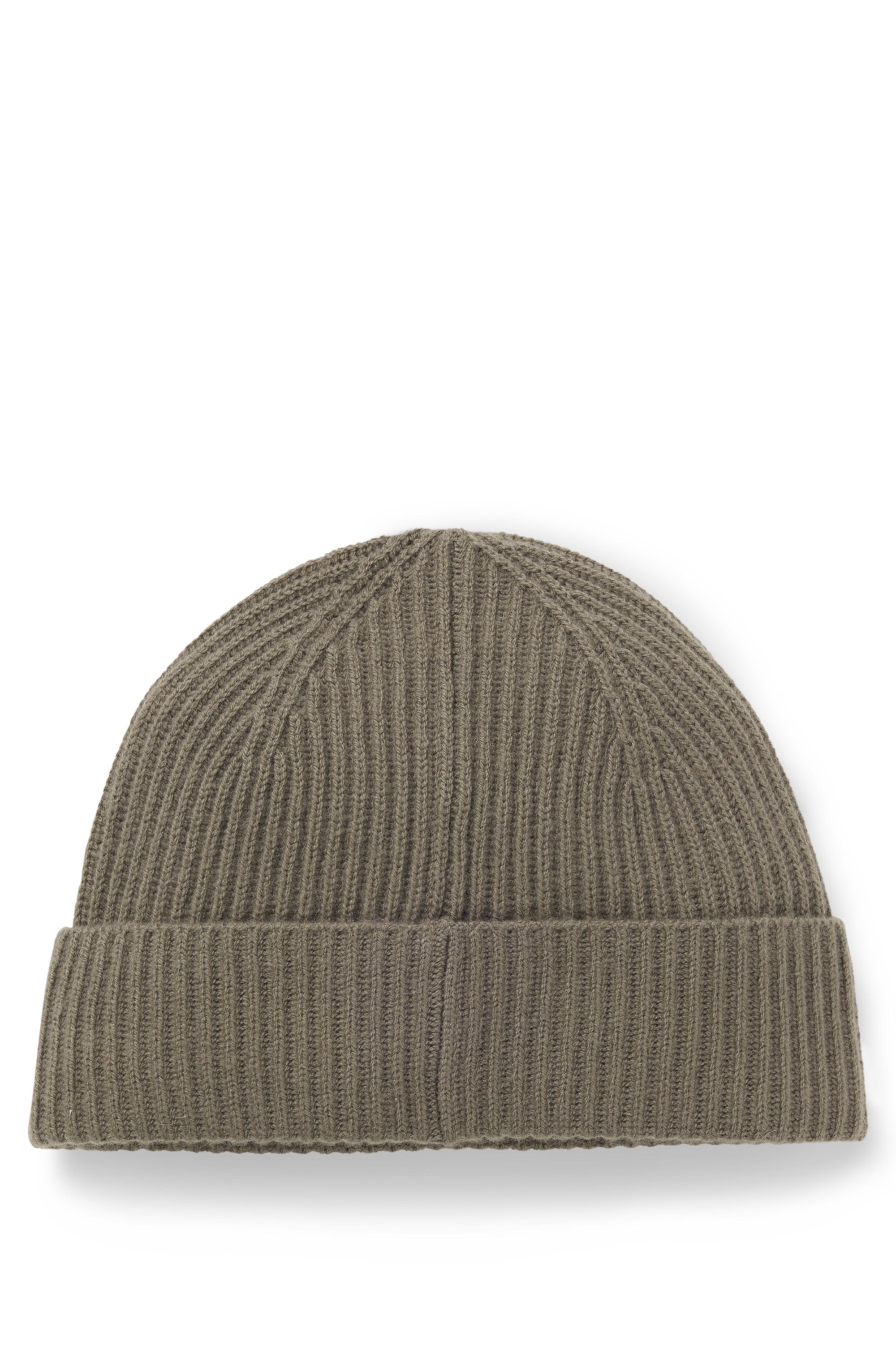 Wool-cashmere beanie hat with Double B monogram