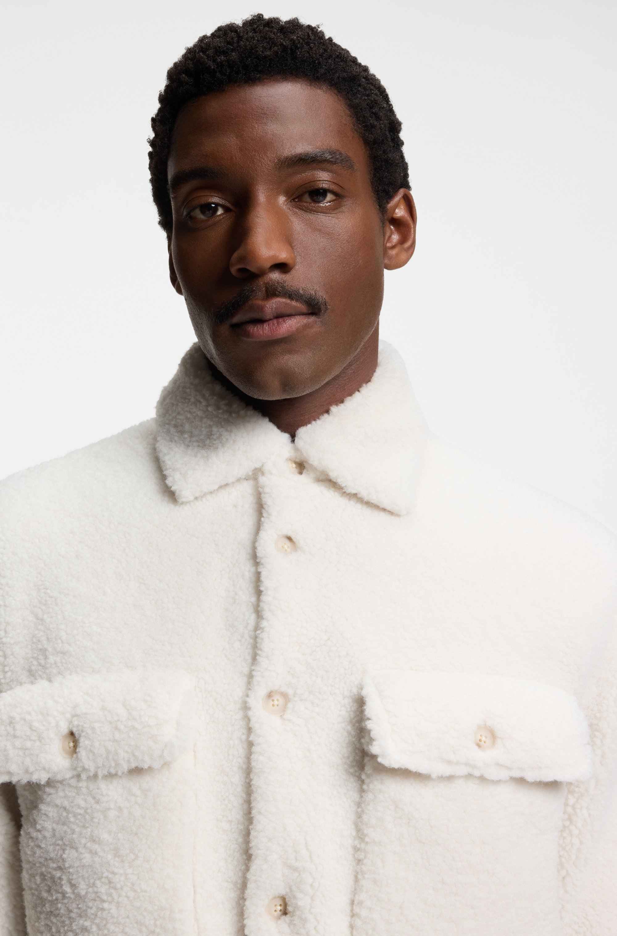 BOSS x Steiff relaxed-fit overshirt in teddy fabric