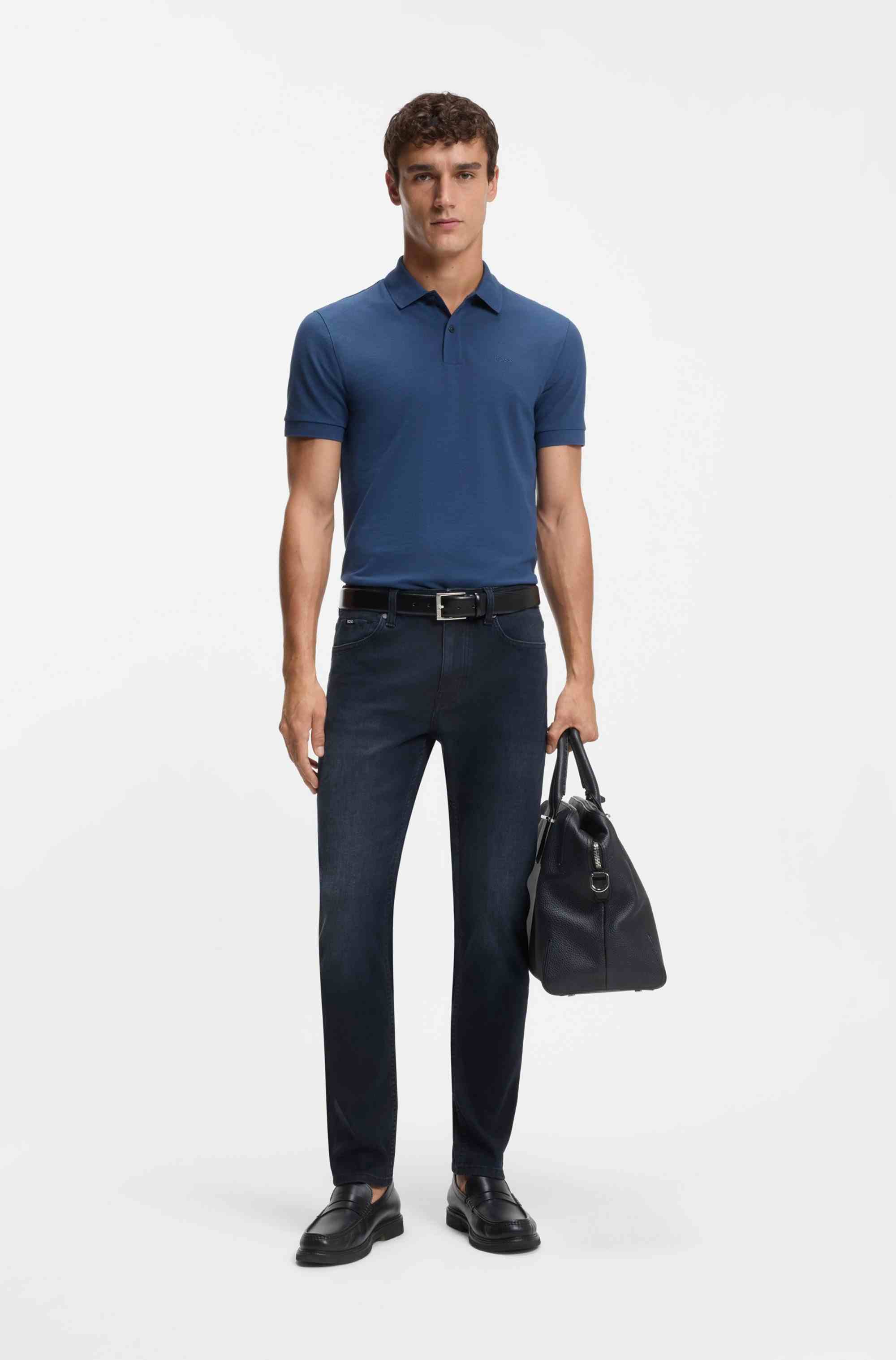 Delaware slim-fit jeans in blue knitted denim