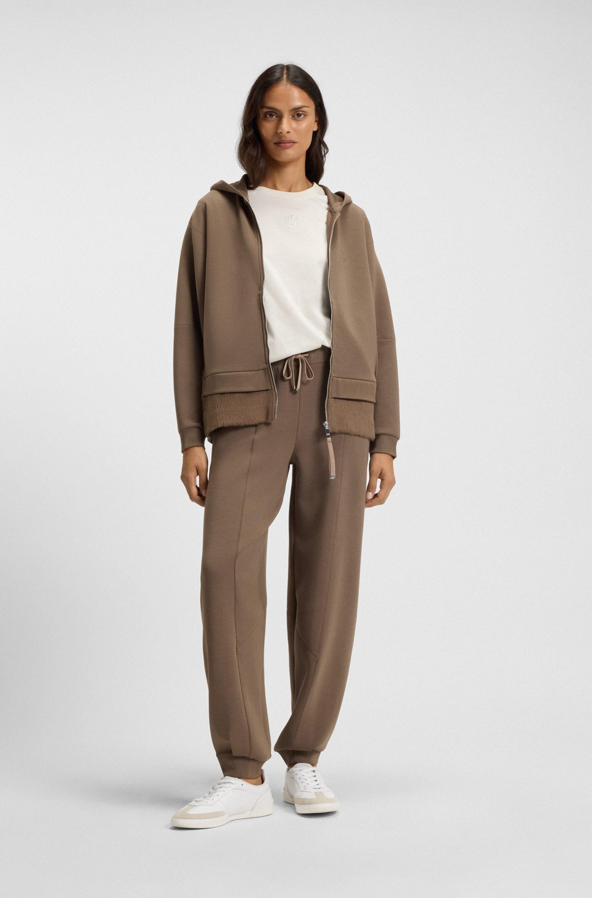 Mercerised-cotton T-shirt with rhinestone Double B