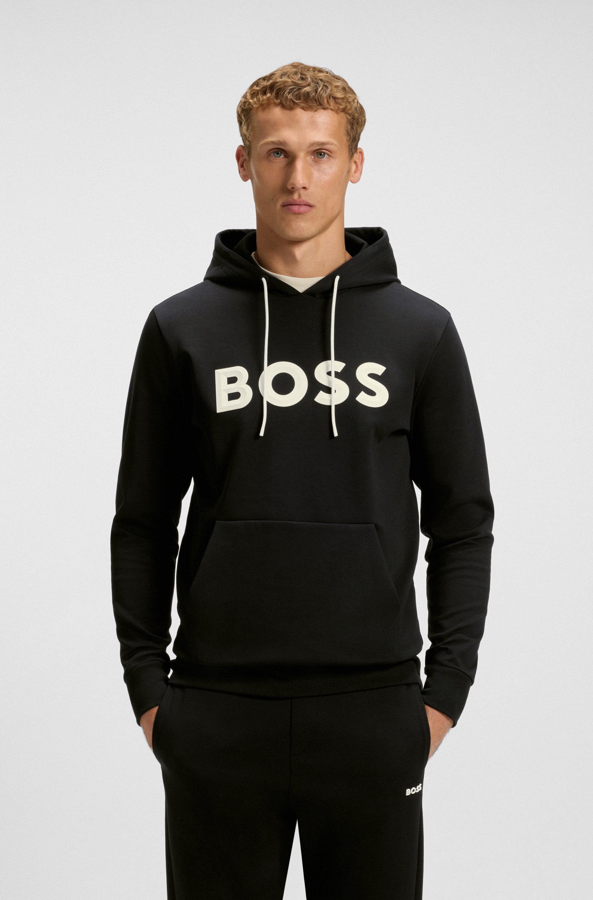 Cotton-blend hoodie with moulded logo