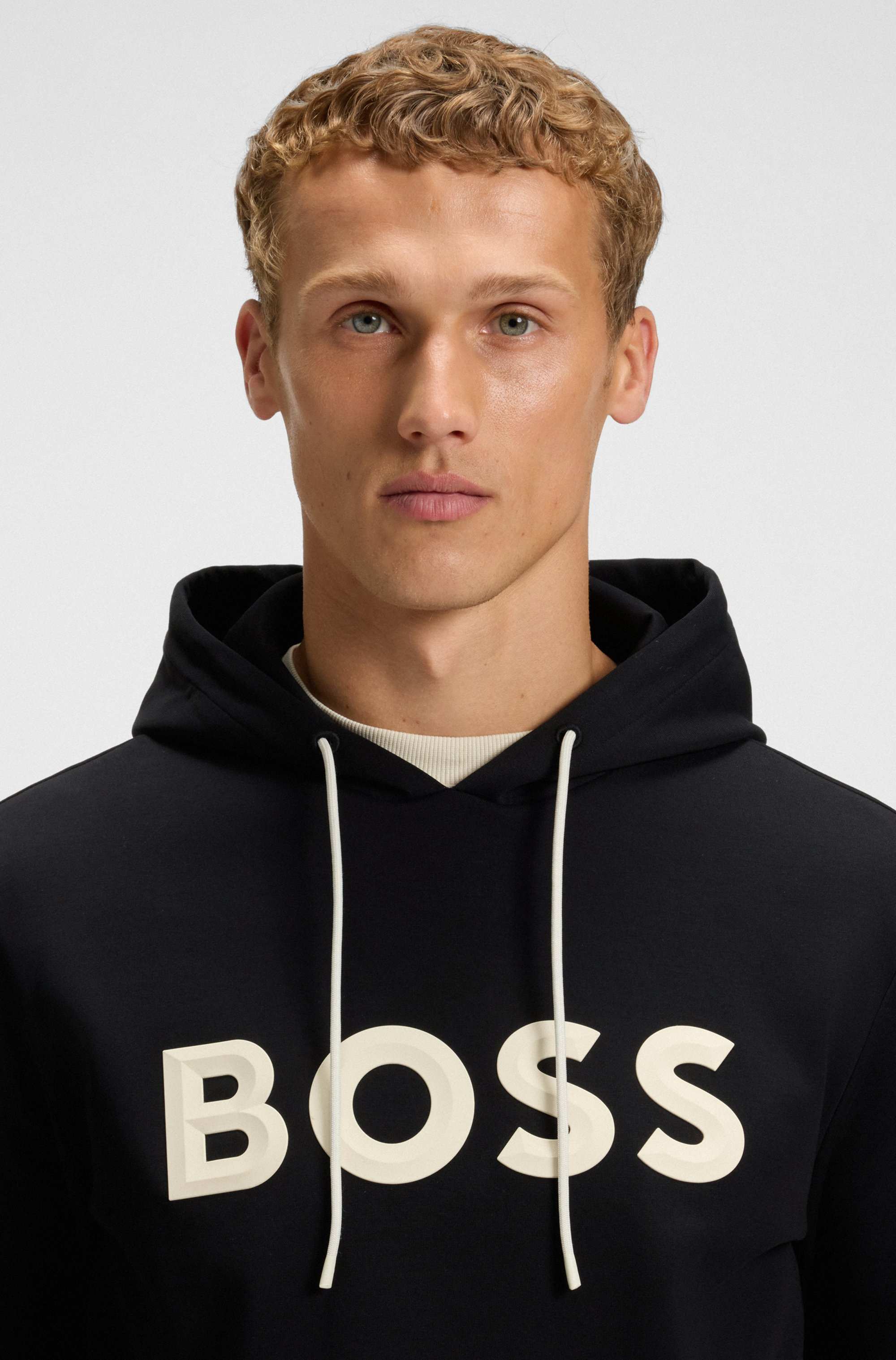 Cotton-blend hoodie with moulded logo