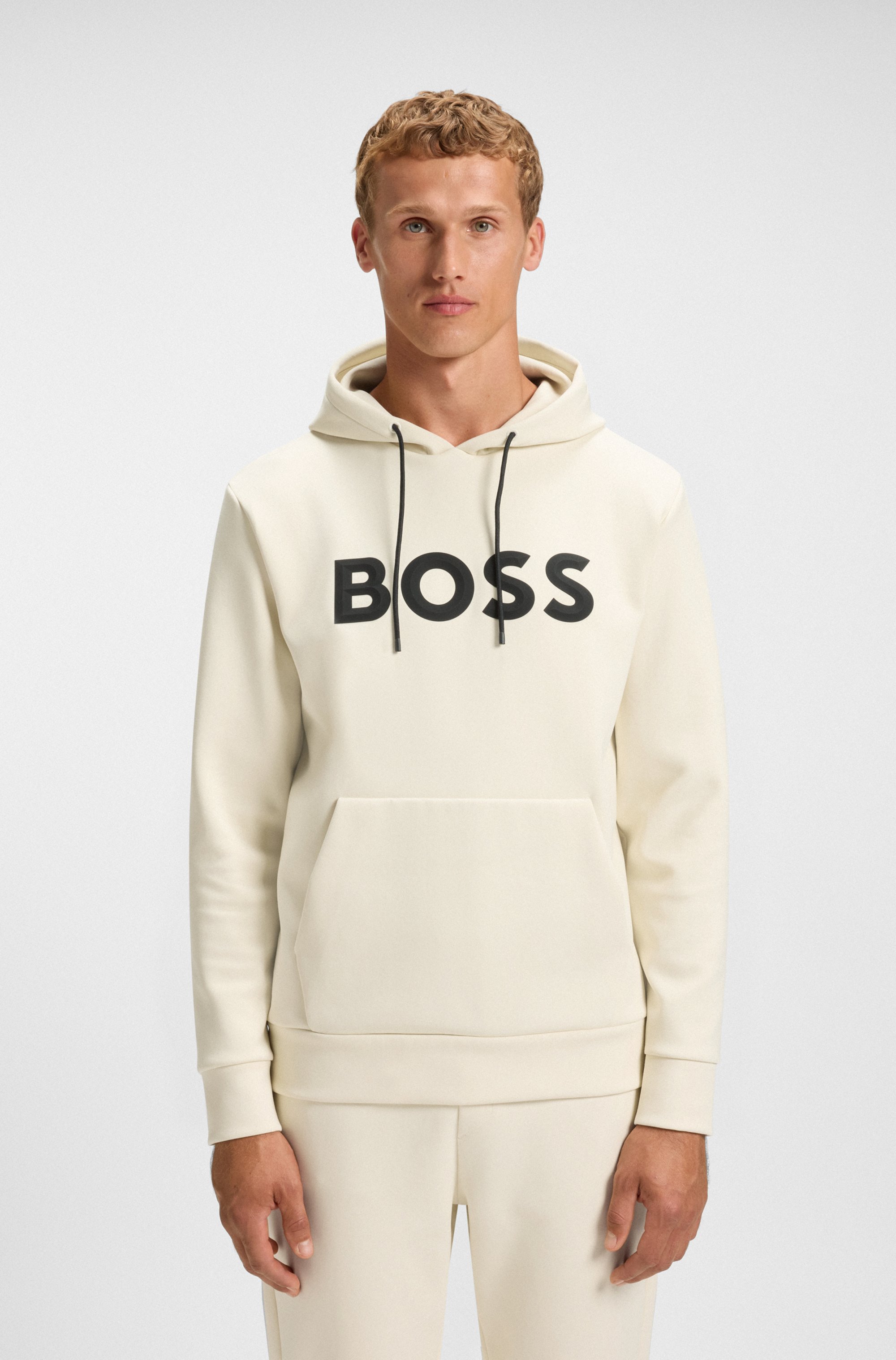 Cotton-blend hoodie with moulded logo