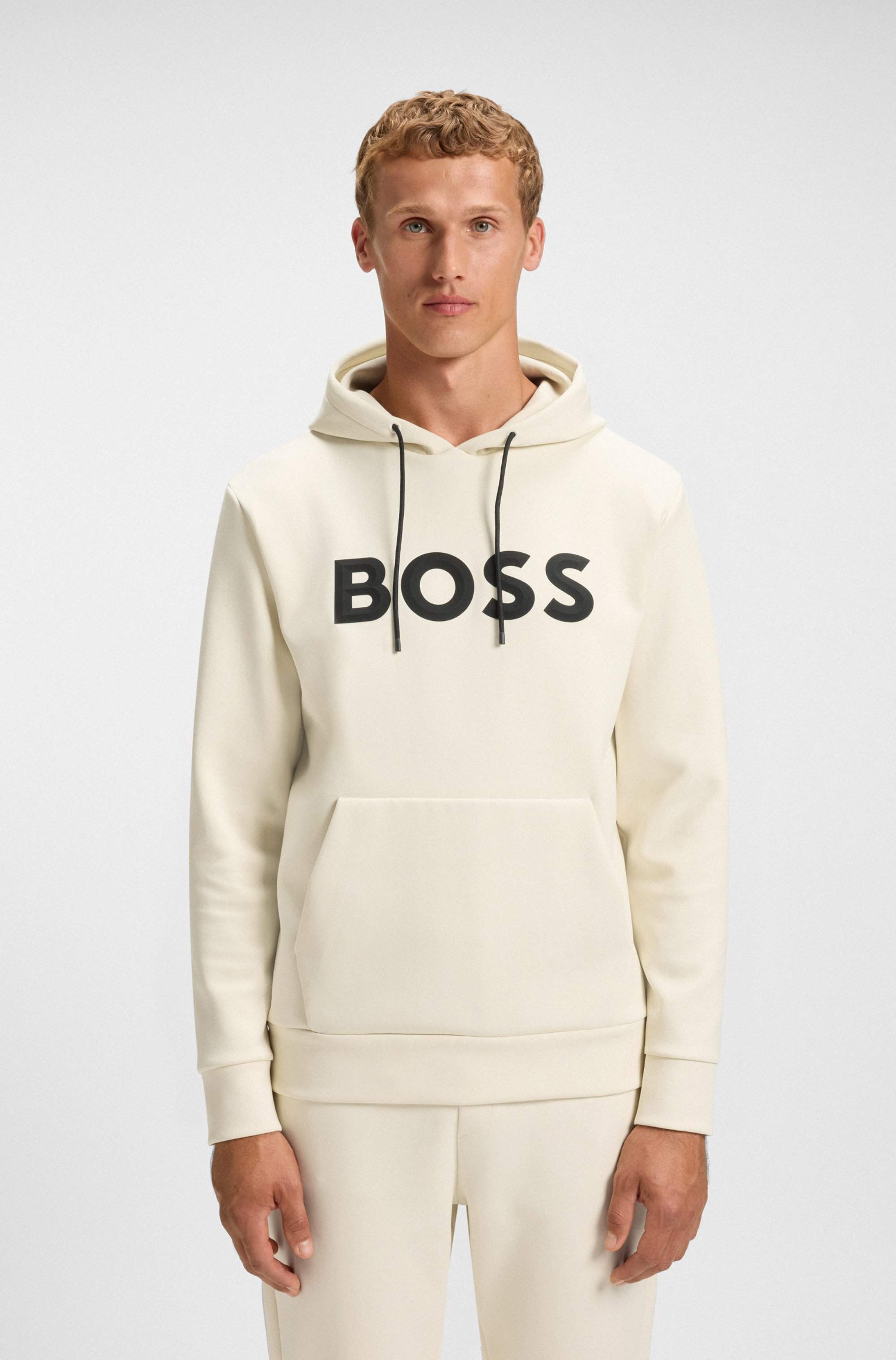Cotton-blend hoodie with moulded logo
