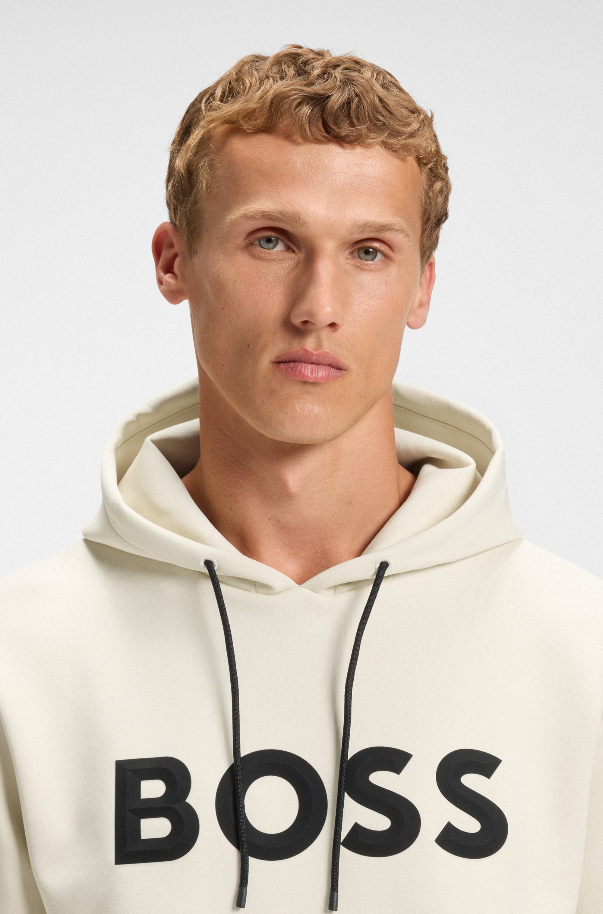Cotton-blend hoodie with moulded logo