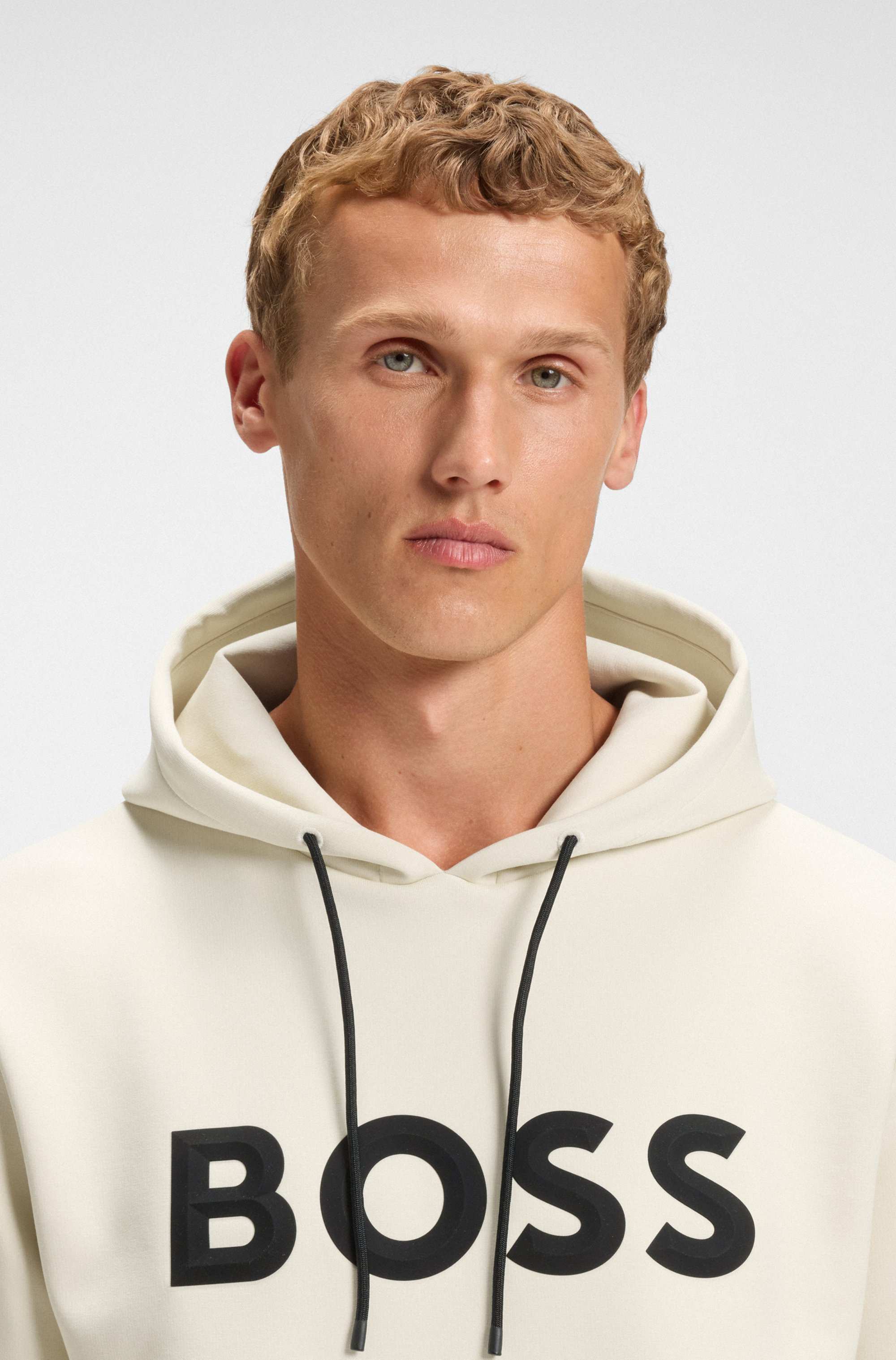 Cotton-blend hoodie with moulded logo
