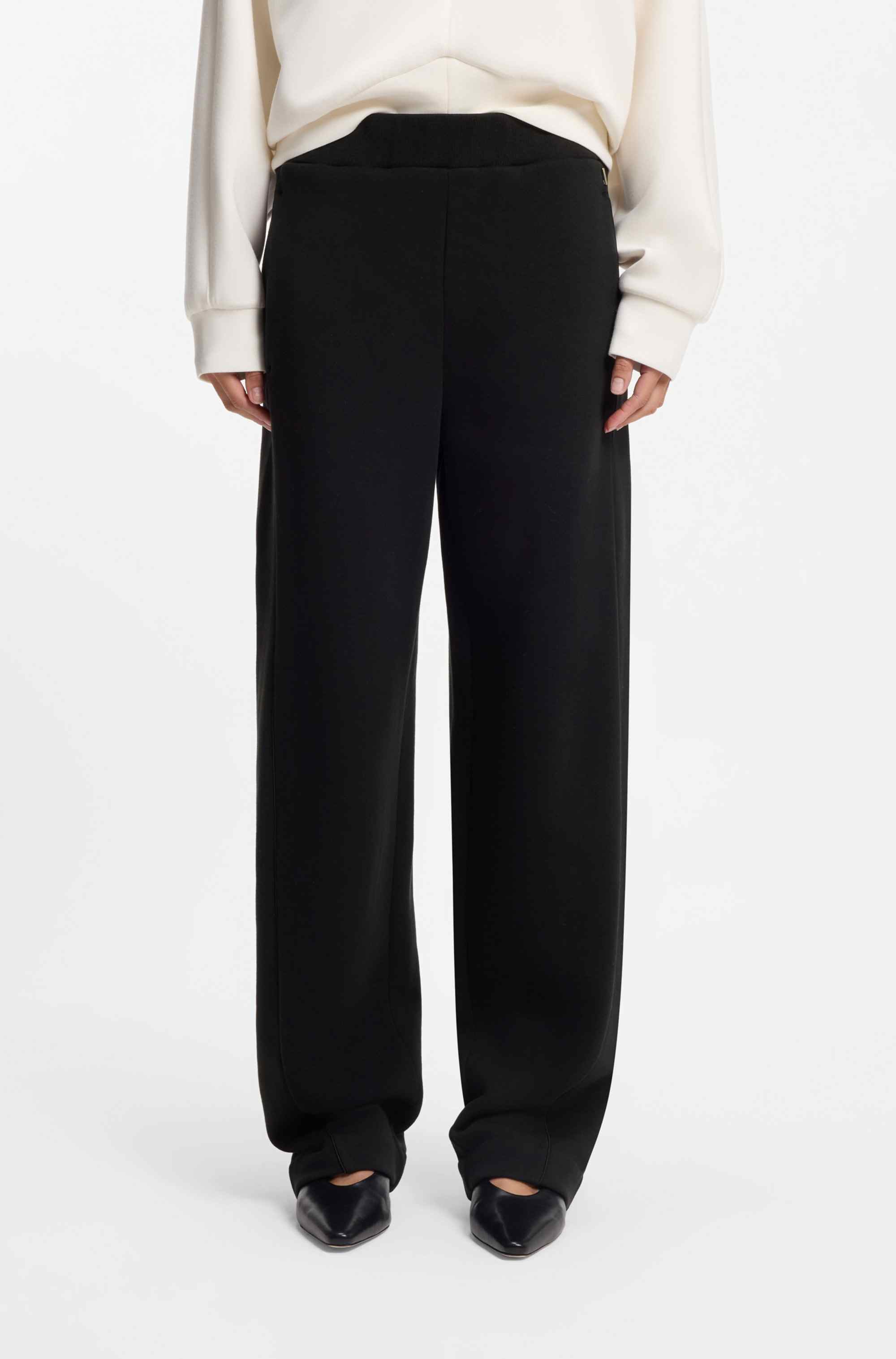 Cotton-blend tracksuit bottoms with lustrous piping