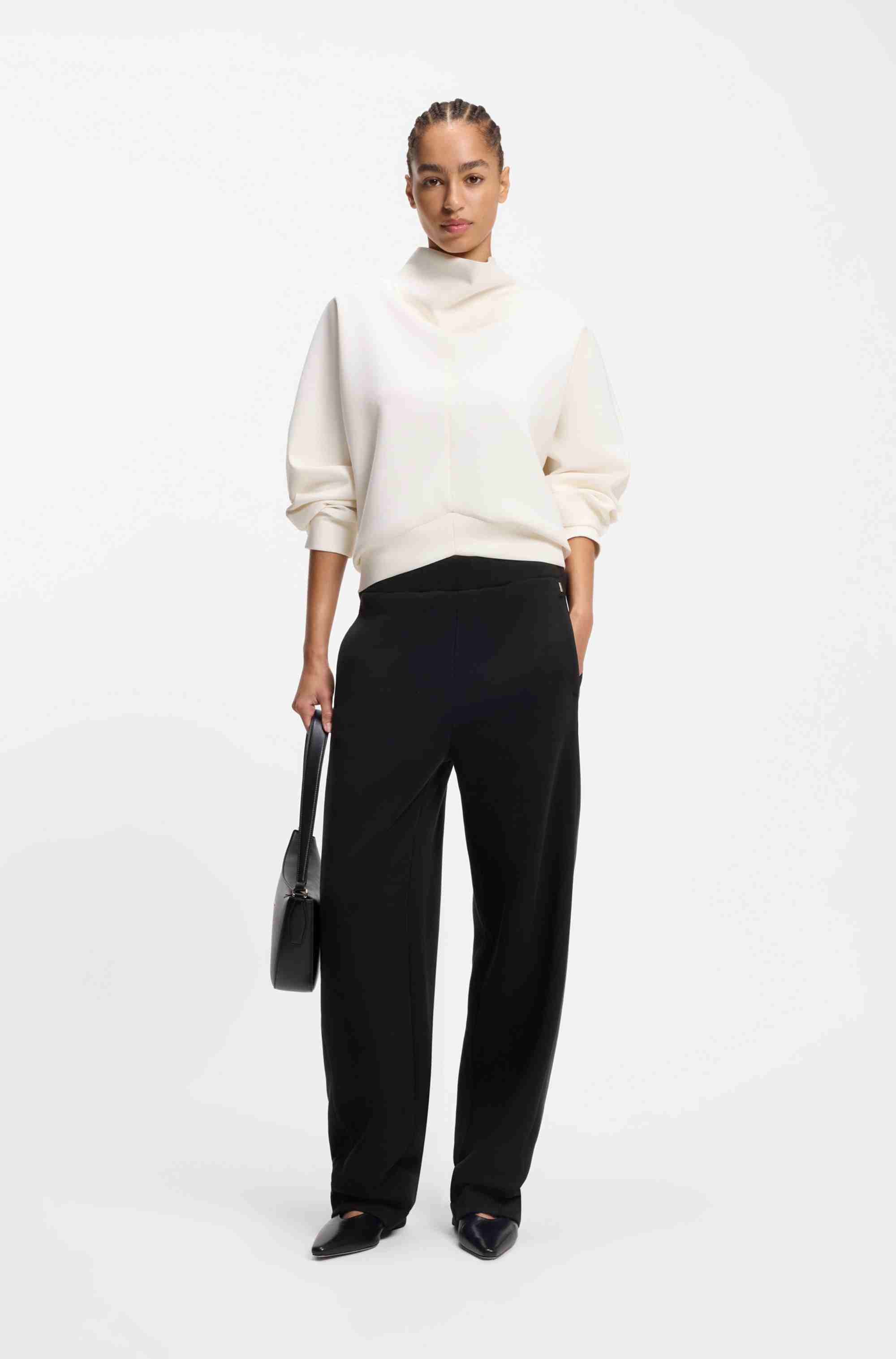 Cotton-blend tracksuit bottoms with lustrous piping