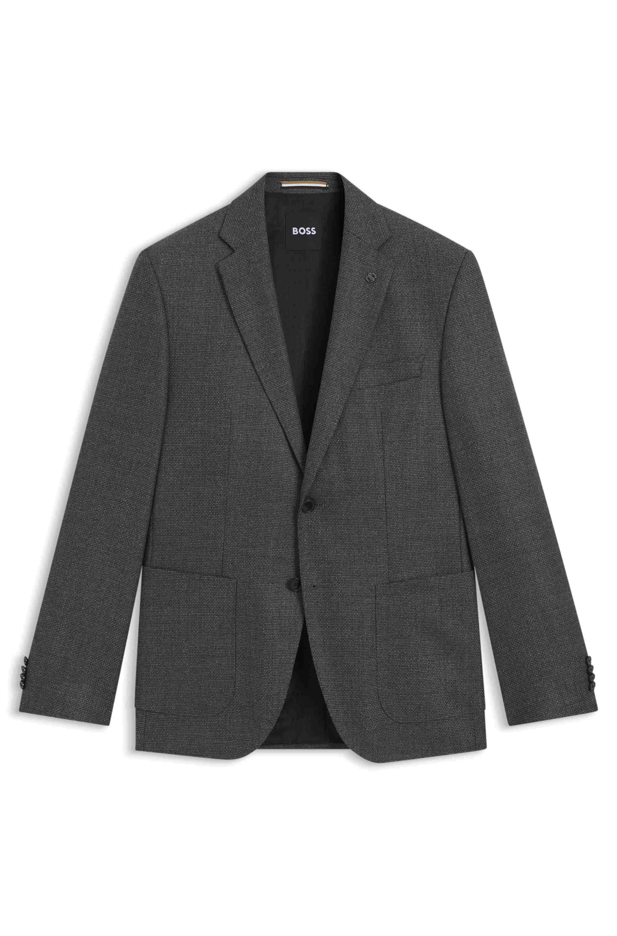 Regular-fit blazer in patterned virgin wool