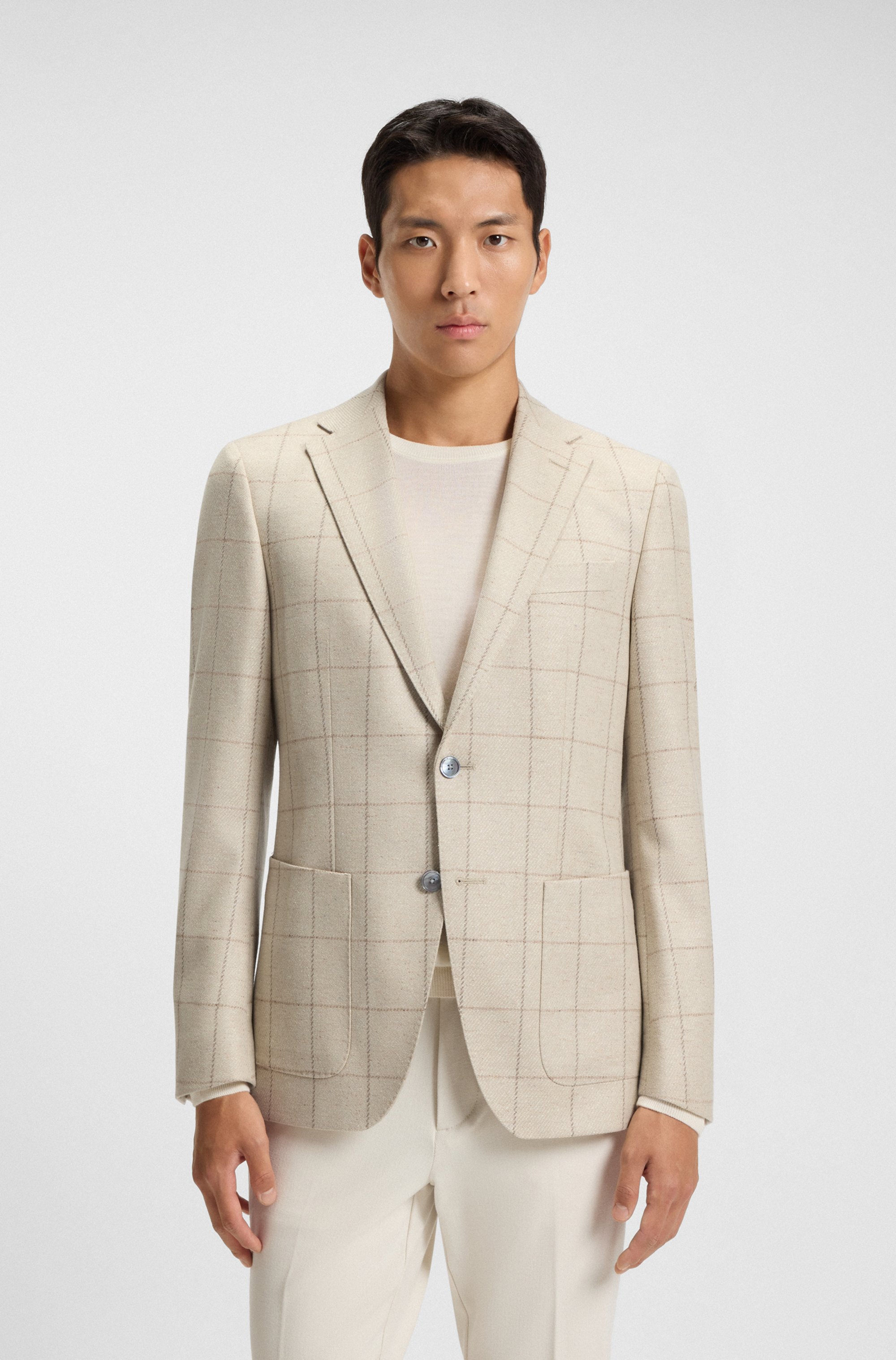 Regular-fit jacket in a checked wool blend
