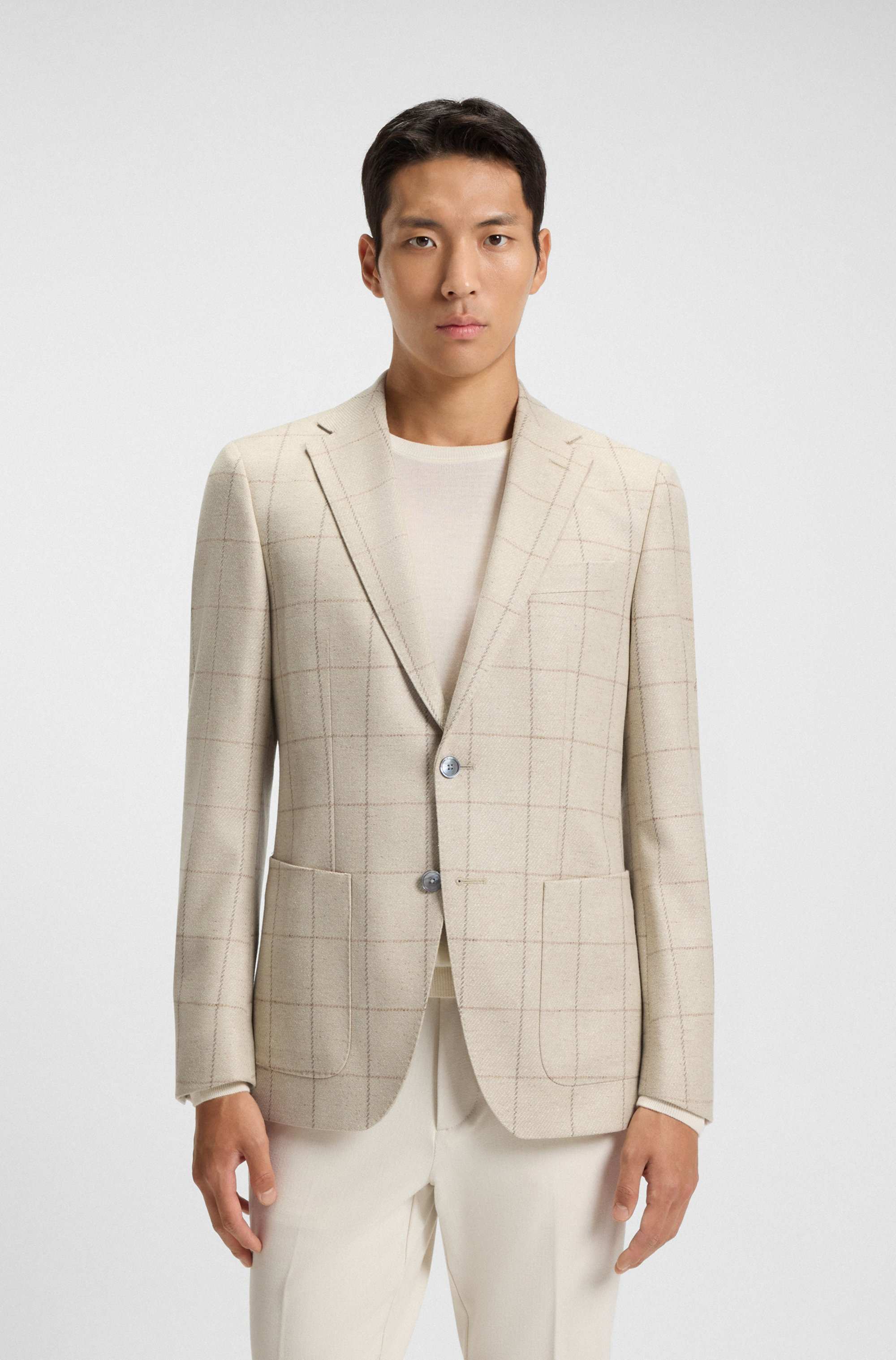 Regular-fit jacket in a checked wool blend