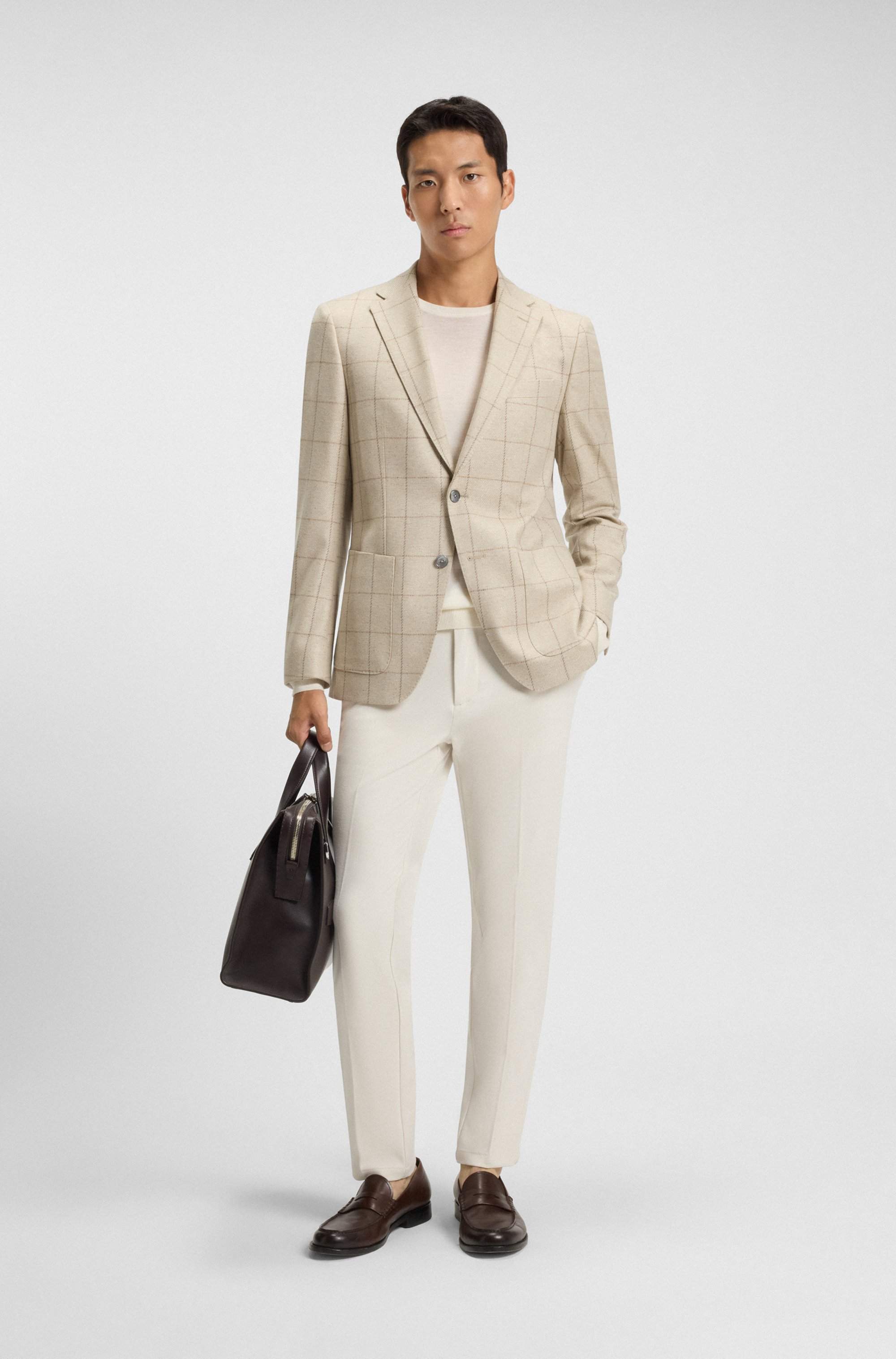 Regular-fit jacket in a checked wool blend