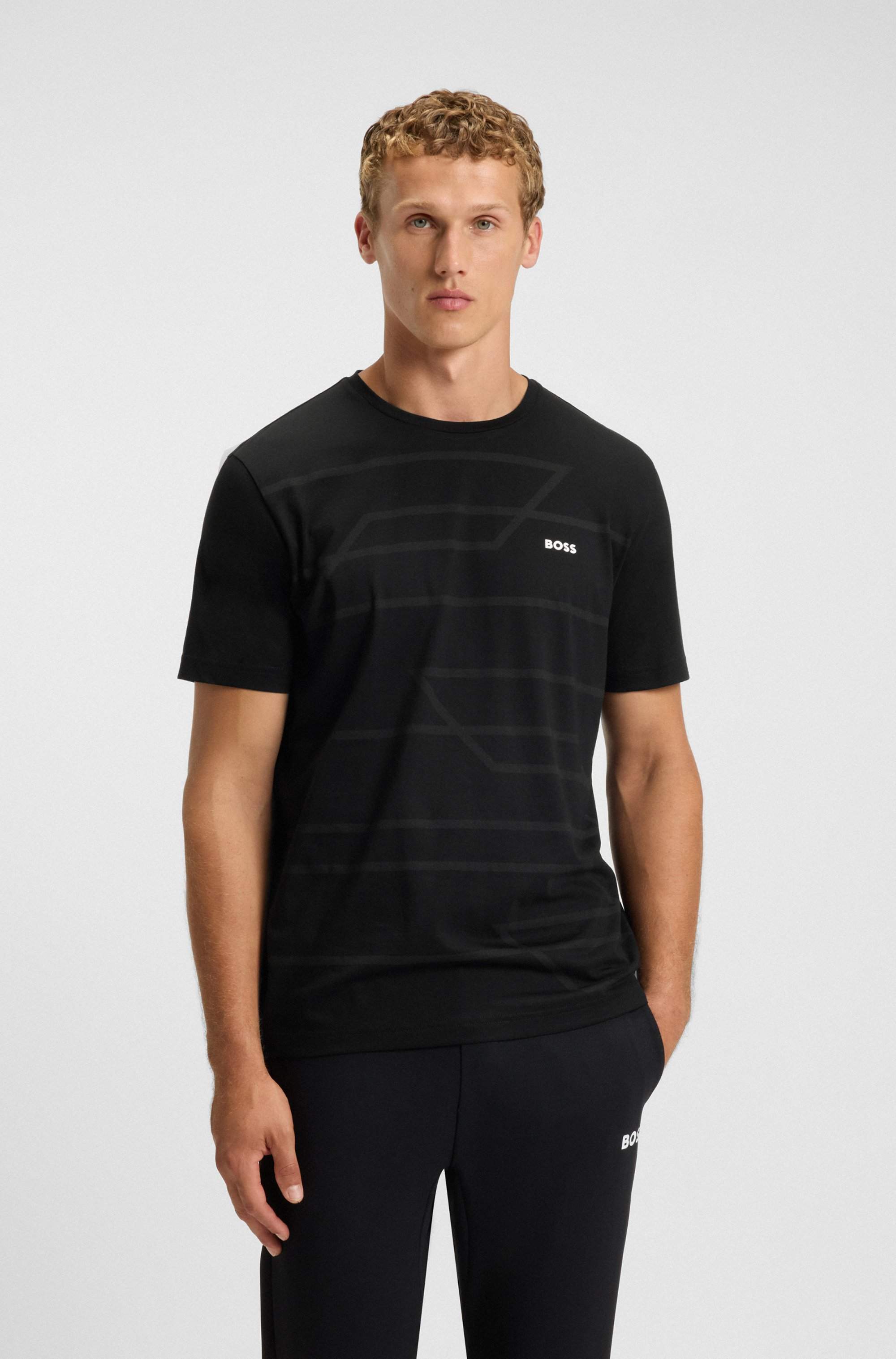 Cotton-jersey T-shirt with melange print