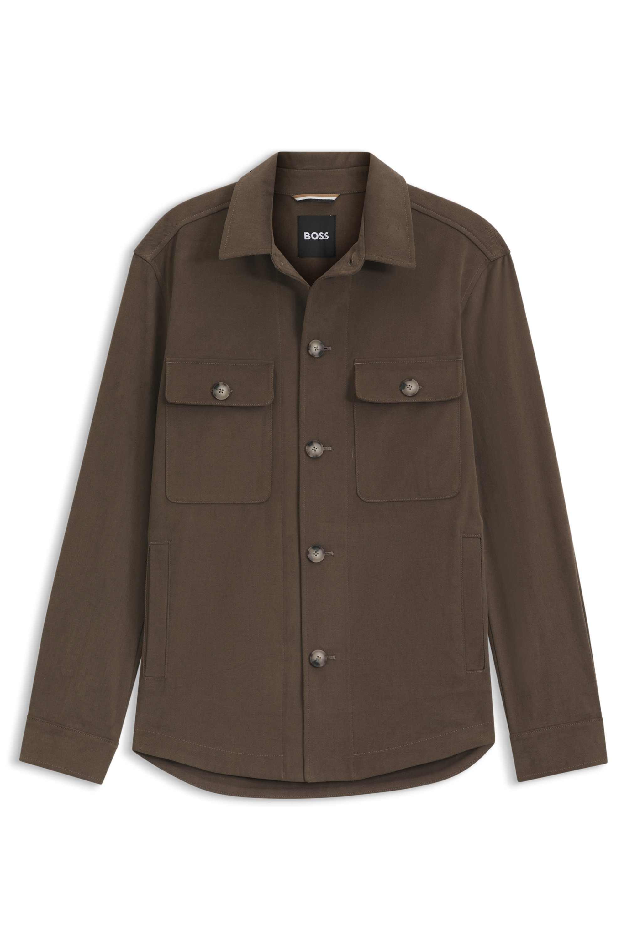 Relaxed-fit overshirt in mercerised stretch cotton